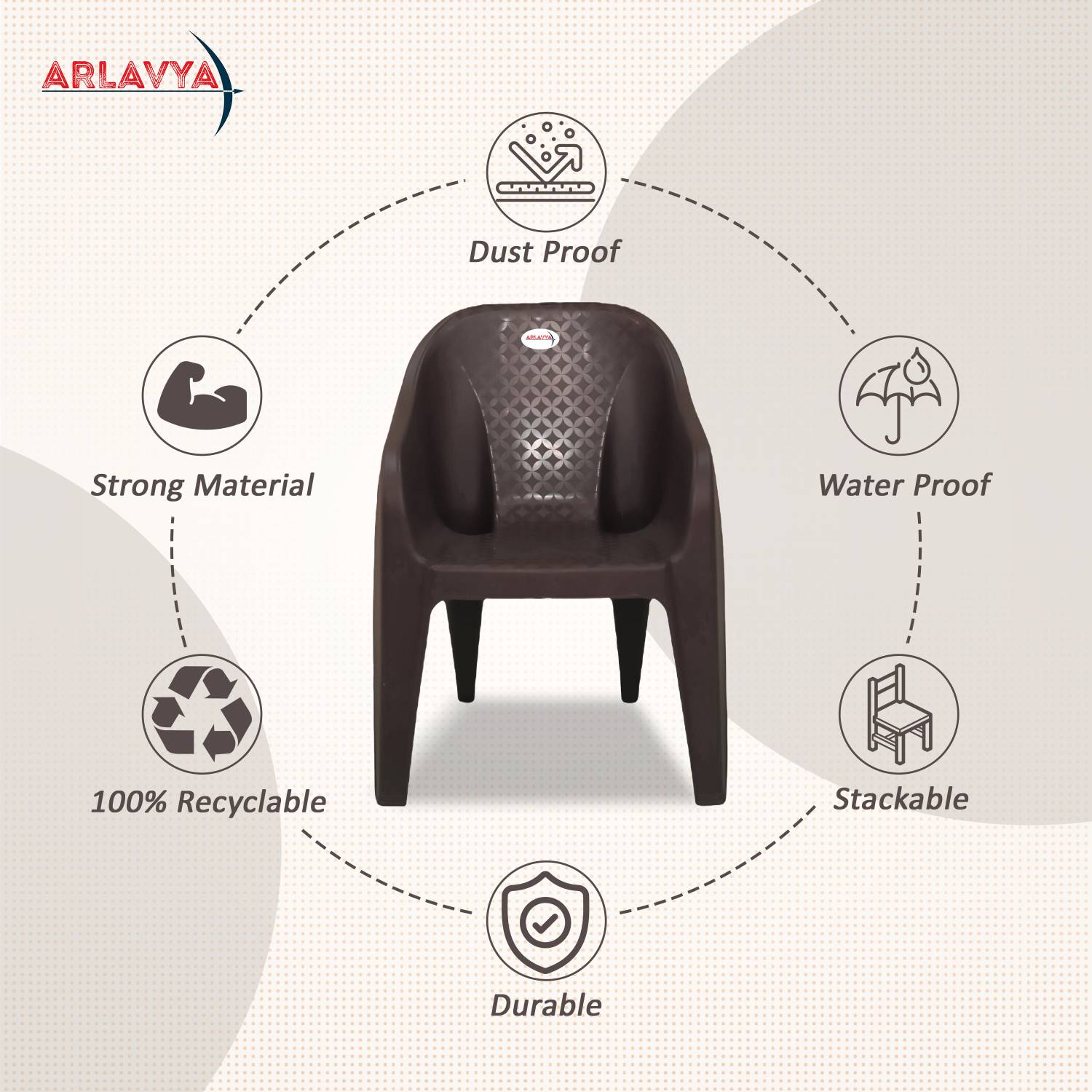 ARLAVYA Jolly Model Plastic Sofa Chair Set of 4 - Image 3