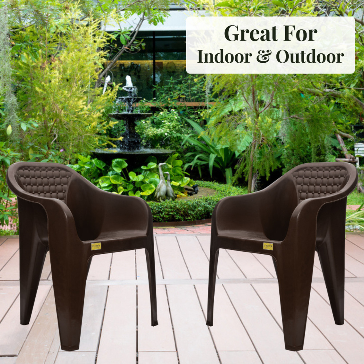 Image of Patiofy Plastic Living Room Chair, Outdoor Chair, Arm Chair for Home Set of 2 Plastic Outdoor Chair