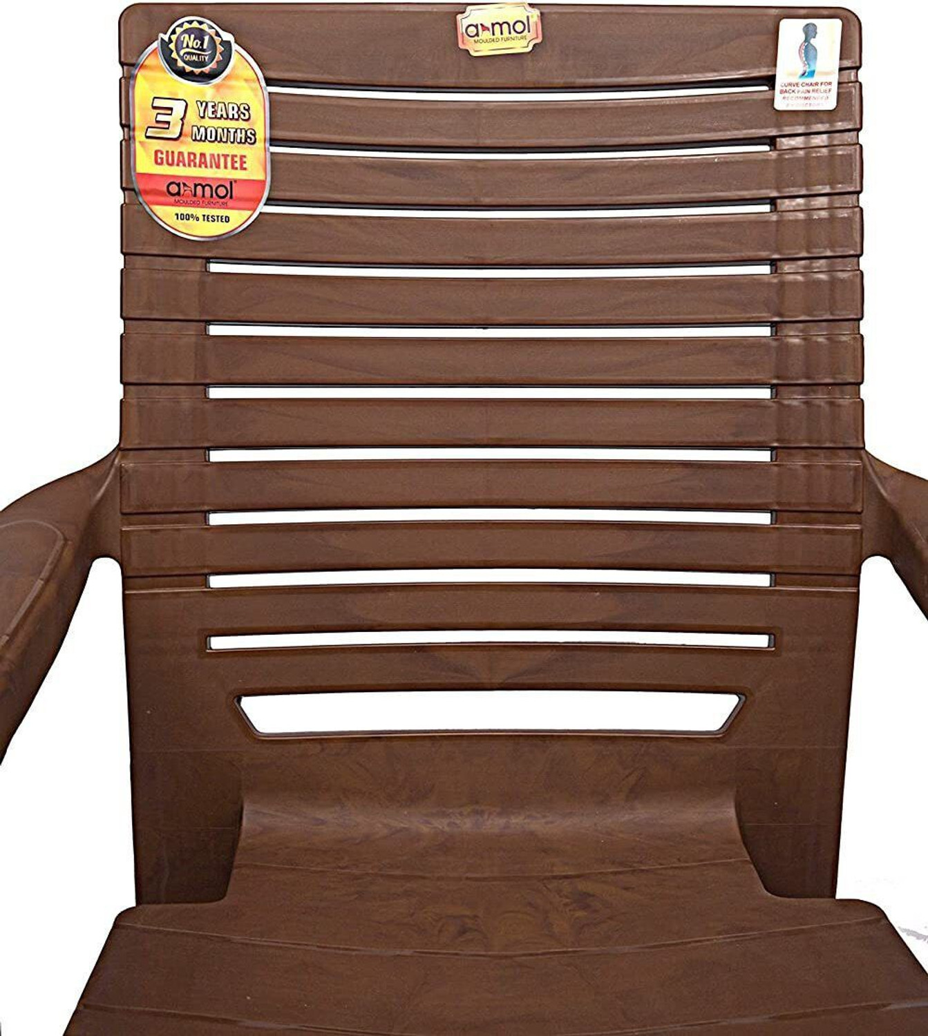 Image of Anmol Durable Premium Plastic Chair for Home & Garden - Light Brown, Heavy Duty Plastic Outdoor Chair