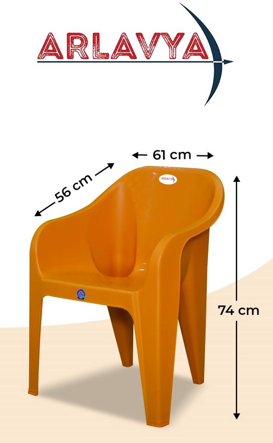 ARLAVYA Orange Plastic Outdoor Chair Set of 4 - Image 2