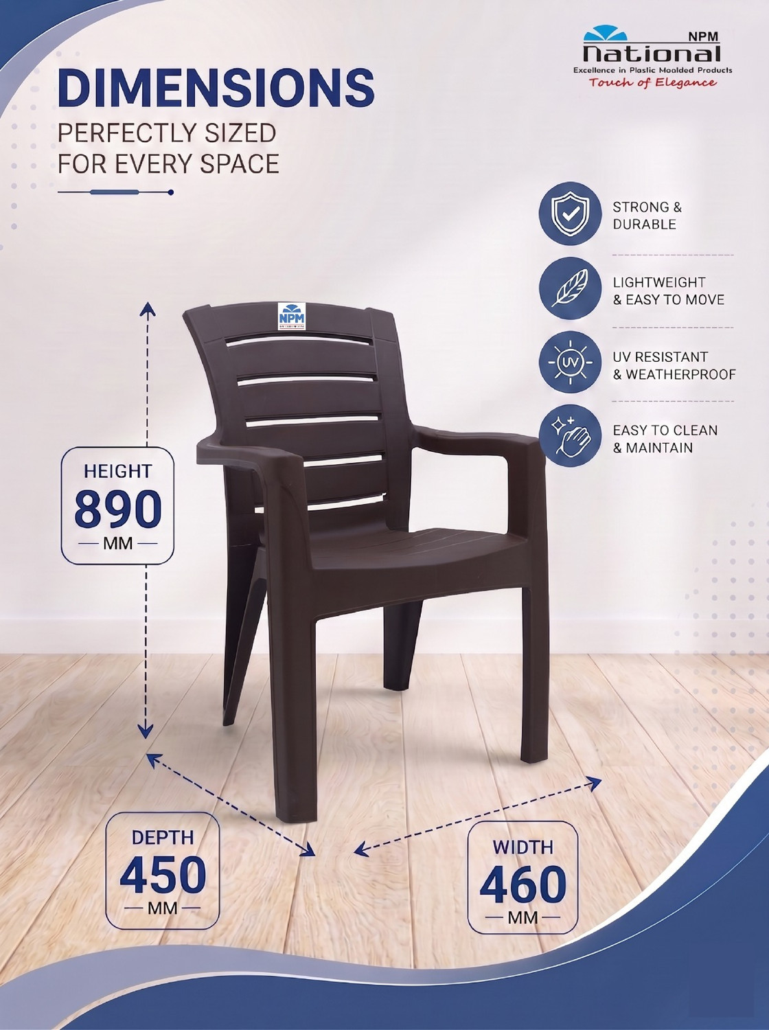 Image of NPM NATIONAL CARNIVAL Plastic Outdoor & Indoor Arm Chair for Home, Balcony, Garden & Office Plastic Outdoor Chair