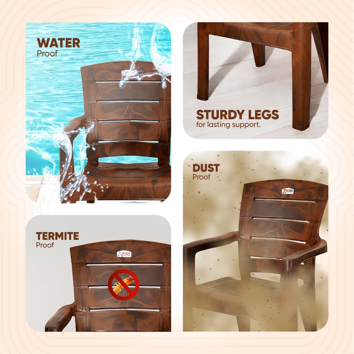 AVRO 9955 Heavy Duty Stackable Plastic Outdoor Chair - Image 4
