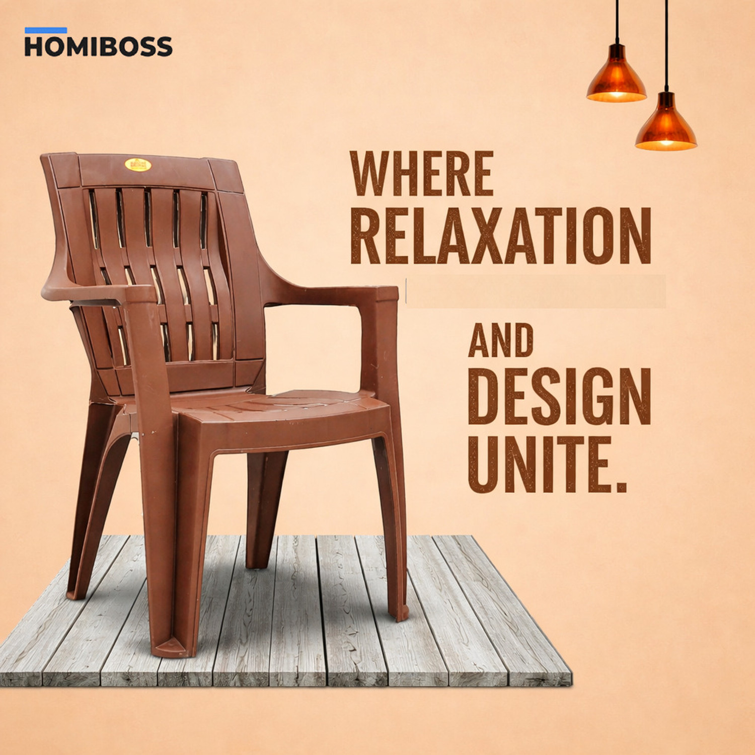 Image of HOMIBOSS Plastic Chairs for Home | Heavy Duty Polypropylene Chair , Garden, Balcony Plastic Outdoor Chair