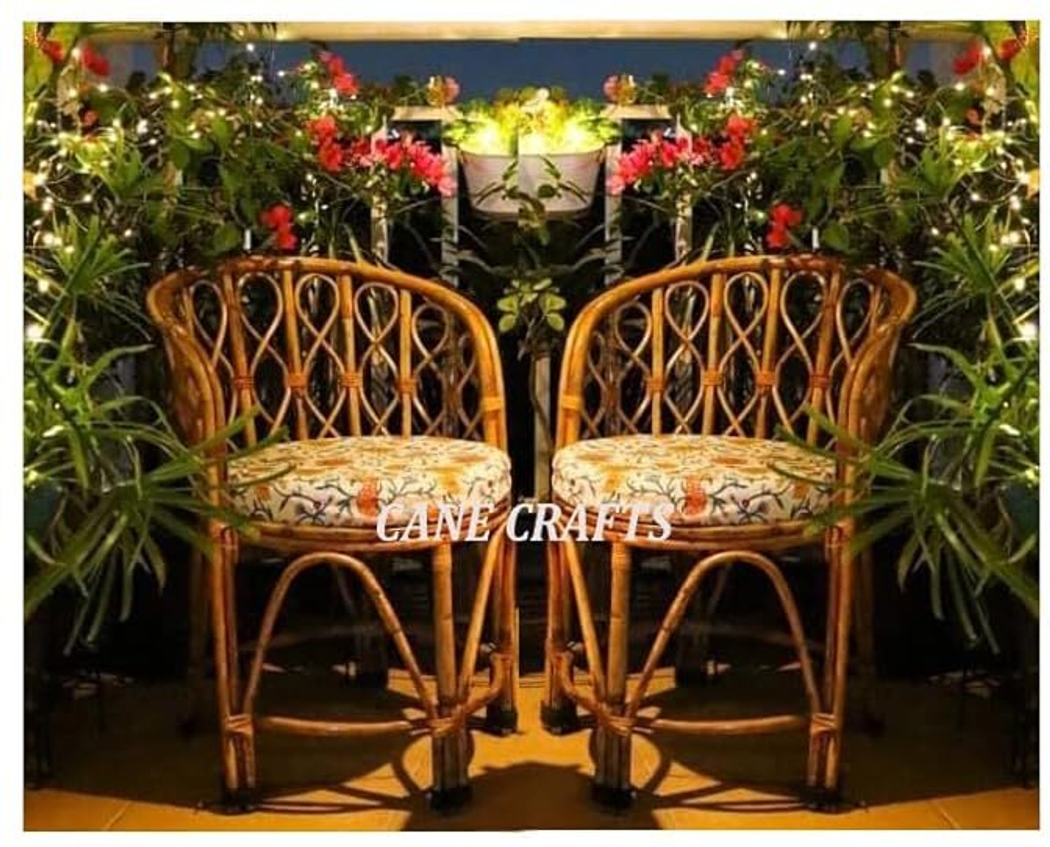 Image of KANEKARTS Premium Antique Bamboo Cane Wooden Accent Chairs for Room,Lawn,Balcony,Garden Bamboo Outdoor Chair