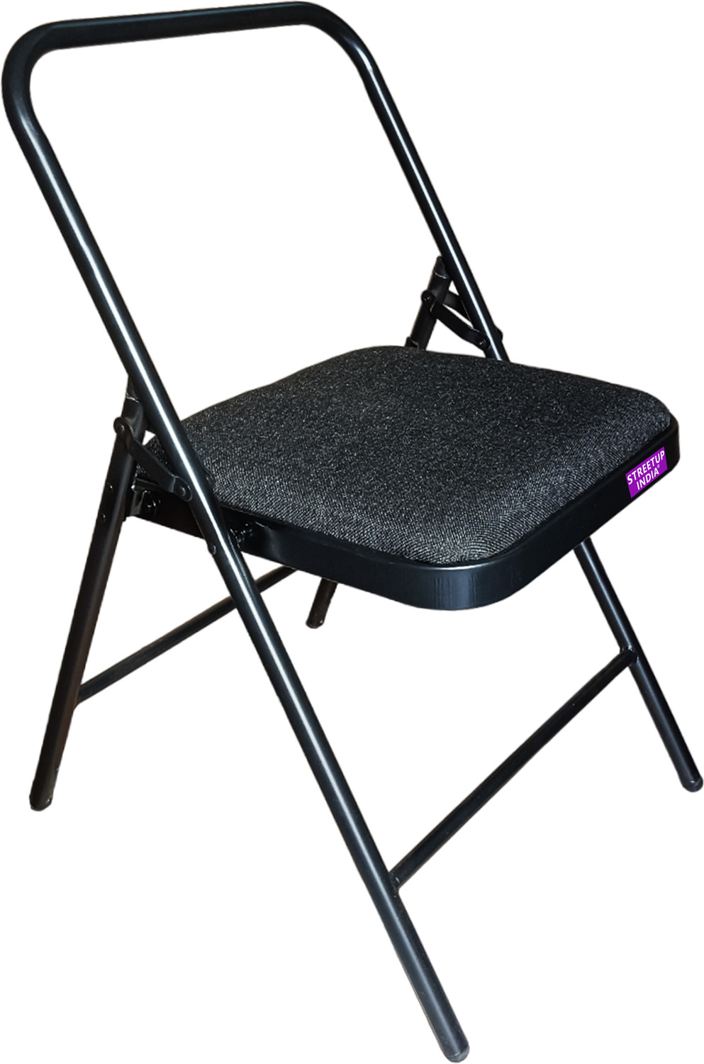 Image of streetup india Metal Iyengar Yoga Chair With Fabric Cushion Seat Metal Outdoor Chair