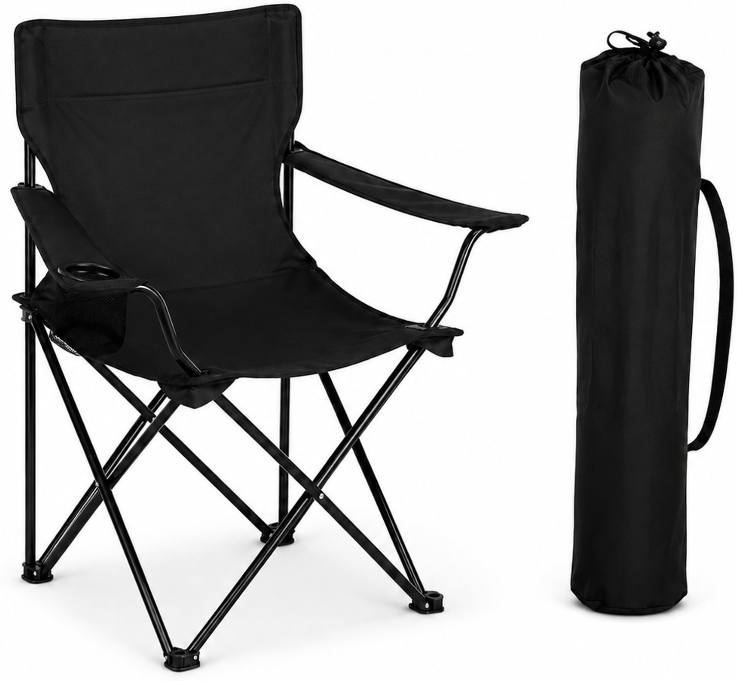 Image of AVAKASH AVAKASH Portable Folding Chair | Outdoor Camping Chair with Armrest & Cup Holder Metal Outdoor Chair