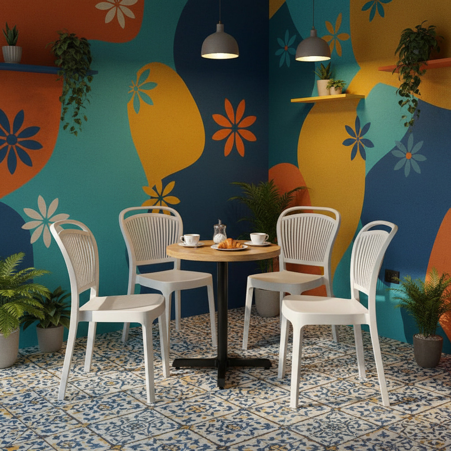 Image of Furniture Yard Mango Salsa Plastic Chair /Stackable Plastic Chair /Strong & Sturdy Structure / Plastic Outdoor Chair