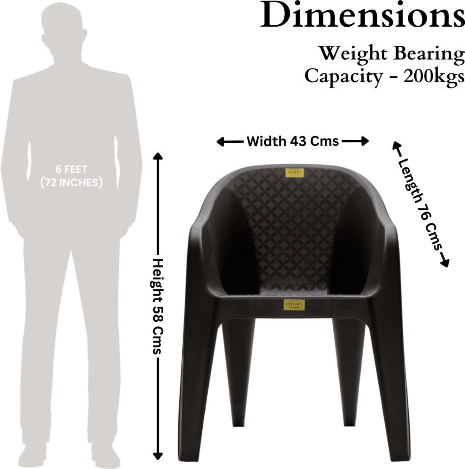 Image of Patiofy Plastic Chair, Arm Chair for Home, Living Room Chair, Outdoor Chair Set of 2 Plastic Outdoor Chair