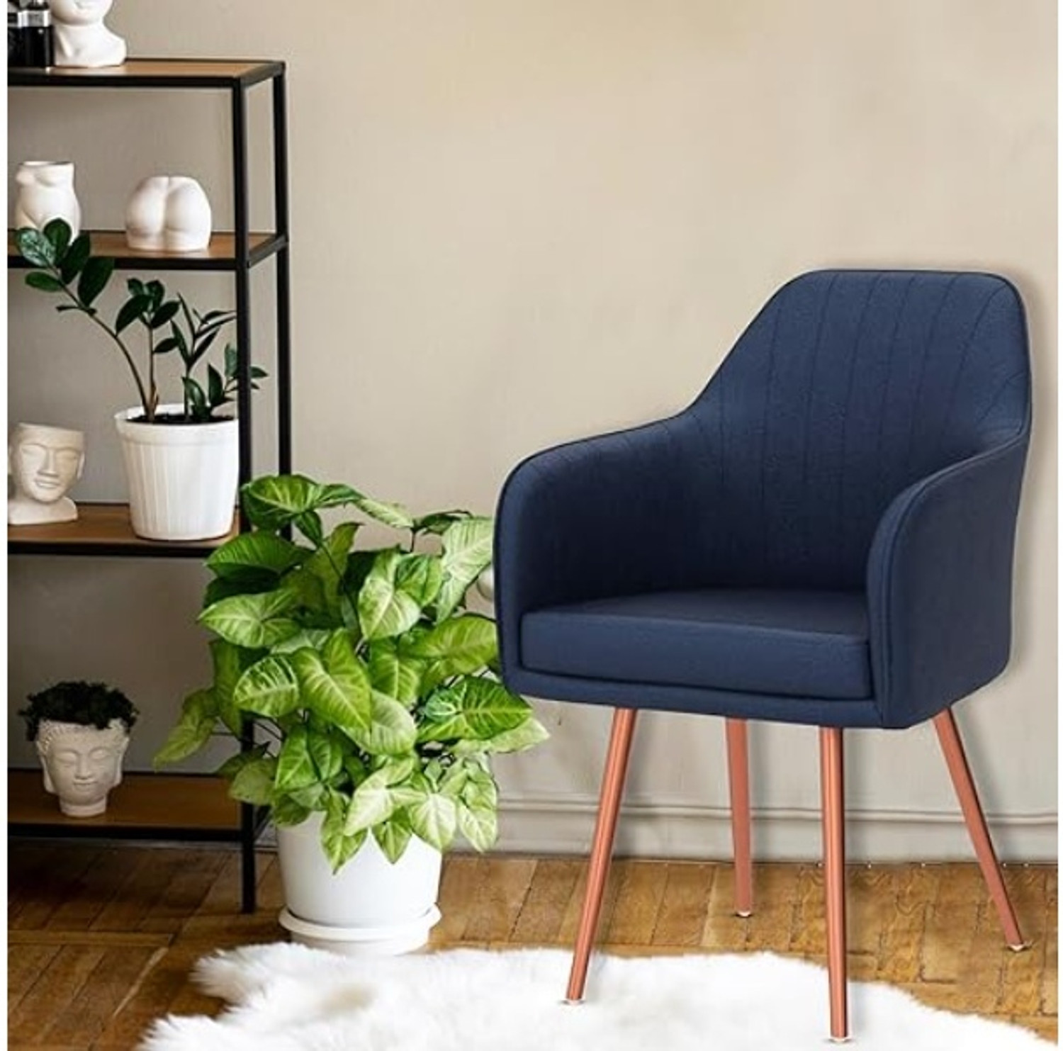 Image of Toxigo Velvet Dining Chairs, Cushion Seat Chair for outdoor chair, pack of 2- navy blue Solid Wood Outdoor Chair (NAVY BLUE, Set of 2, DIY(Do-It-Yourself))