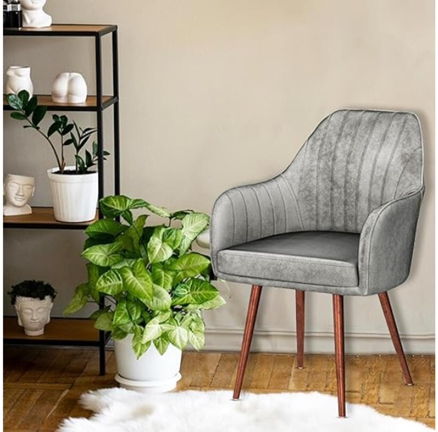 Image of Toxigo Velvet Dining Chairs, Cushion Seat Chair for outdoor chair, pack of 2- grey Solid Wood Outdoor Chair (GREY, Set of 2, DIY(Do-It-Yourself))