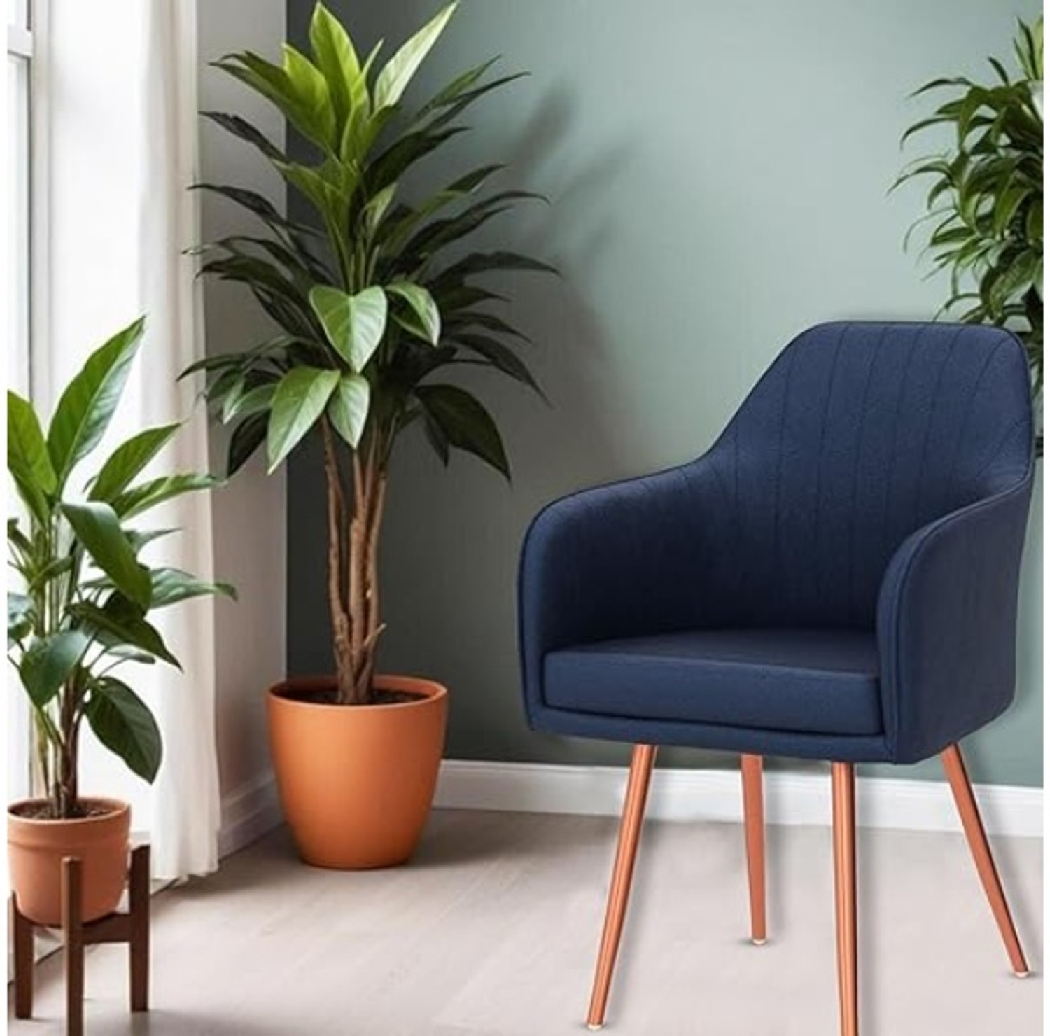 Image of Toxigo Velvet Dining Chairs, Cushion Seat Chair for outdoor chair, pack of 2- navy blue Solid Wood Outdoor Chair (NAVY BLUE, Set of 2, DIY(Do-It-Yourself))