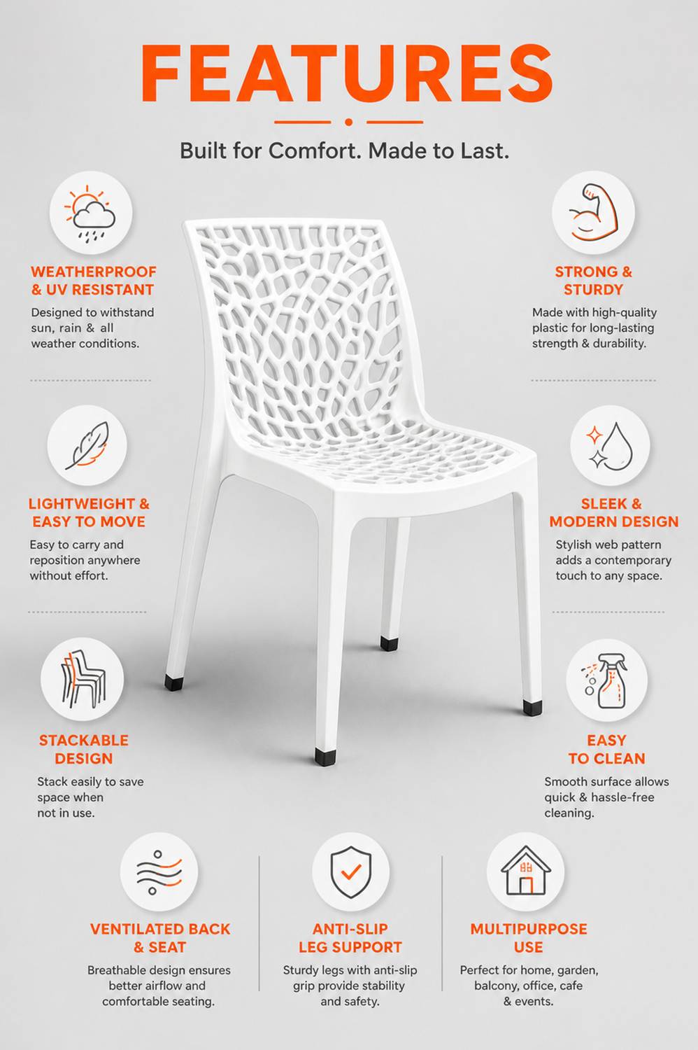 SRI Plastic Outdoor Chair - Image 3