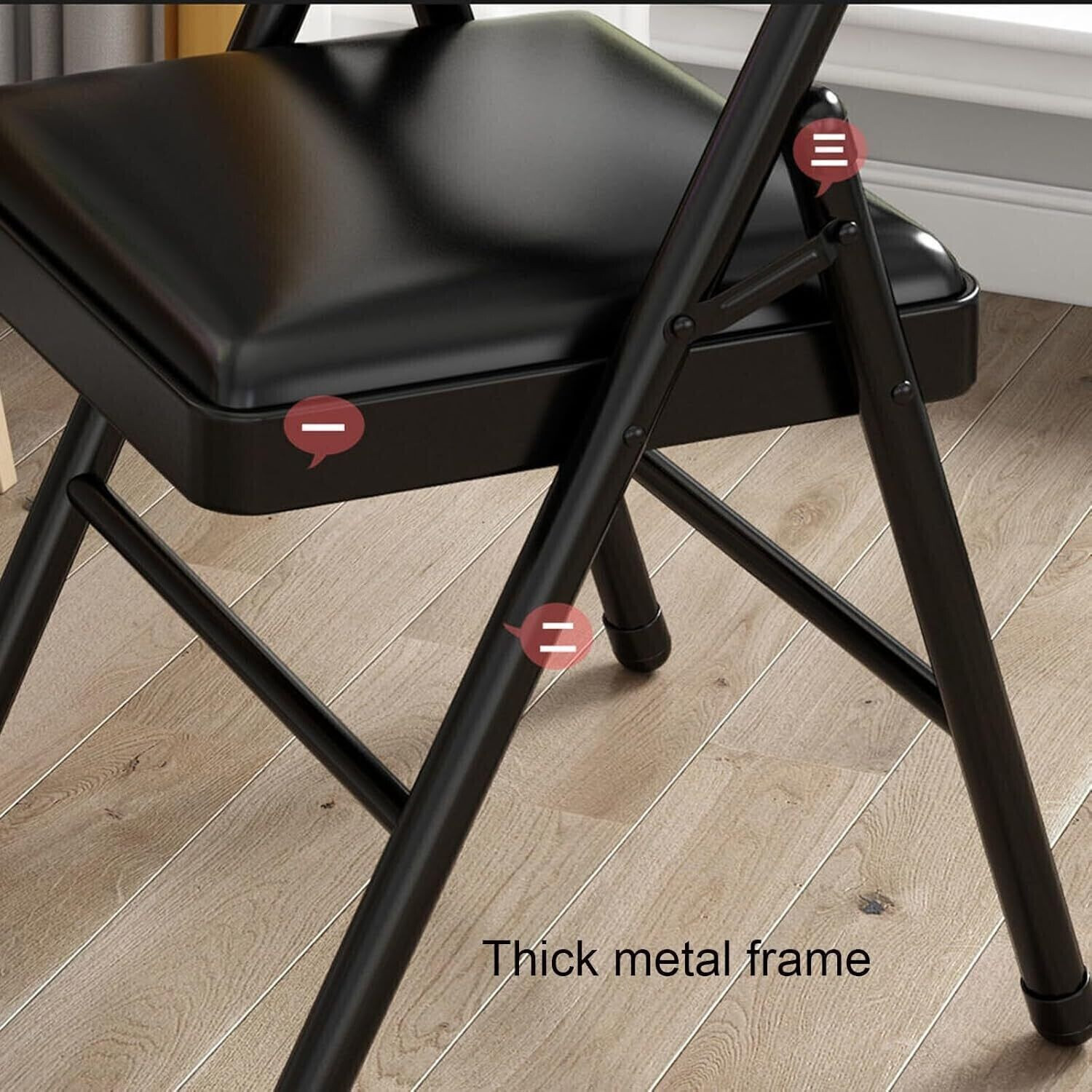 Image of FURNIMAX Foldable Metal Chair Study Office Portable Space Saving Chair Metal Outdoor Chair