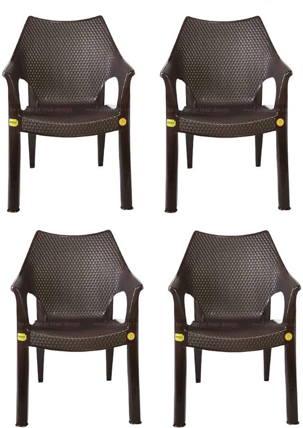 Image of Anmol MAHARAJA Brown Set Of 4 Chair Fully Comfort Nd Weight Bearing Capacity 150 Kg Plastic Outdoor Chair