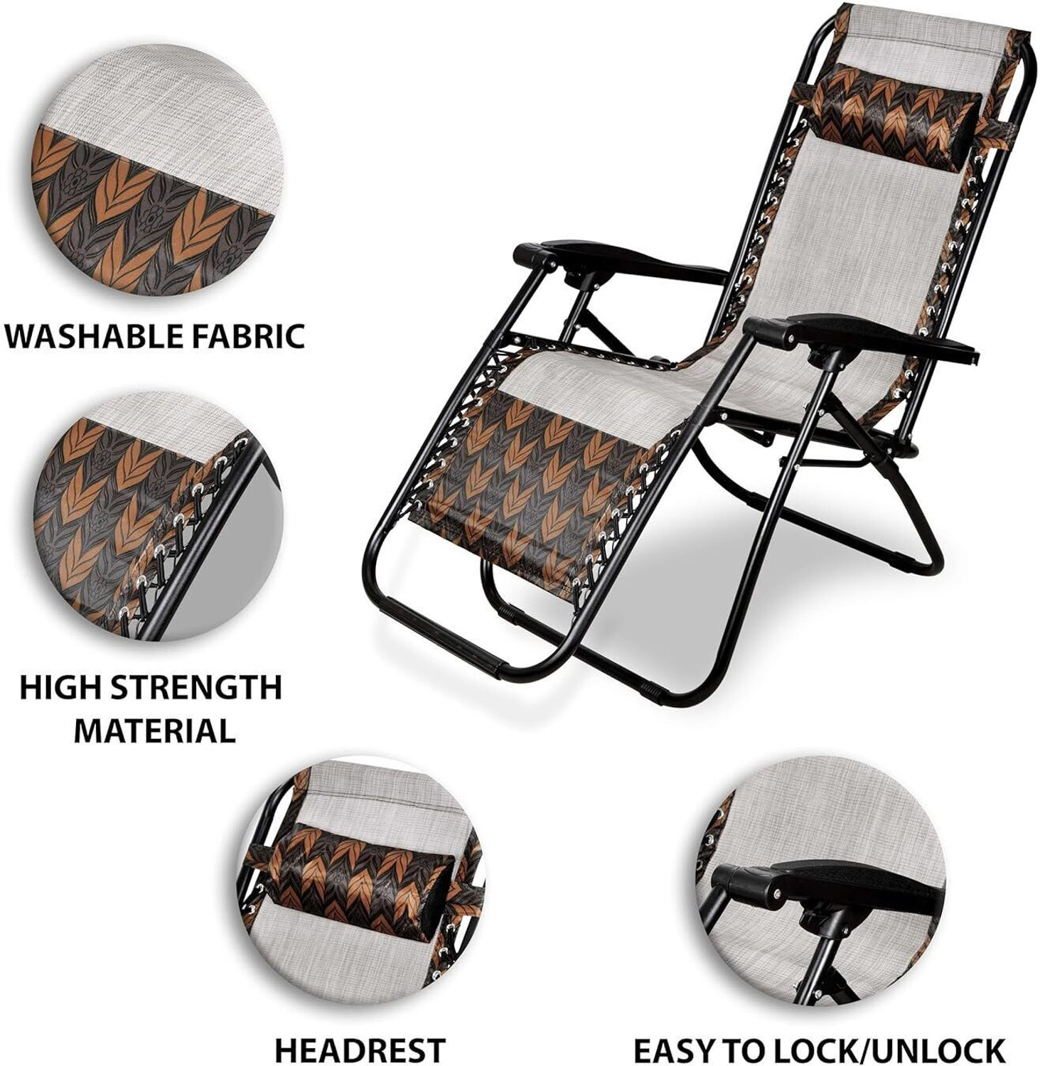 Image of Ginoya Brothers Zero Gravity Relax Chair For Lounge,Easy Chair for Lawn Portable and Foldable Fabric Outdoor Chair