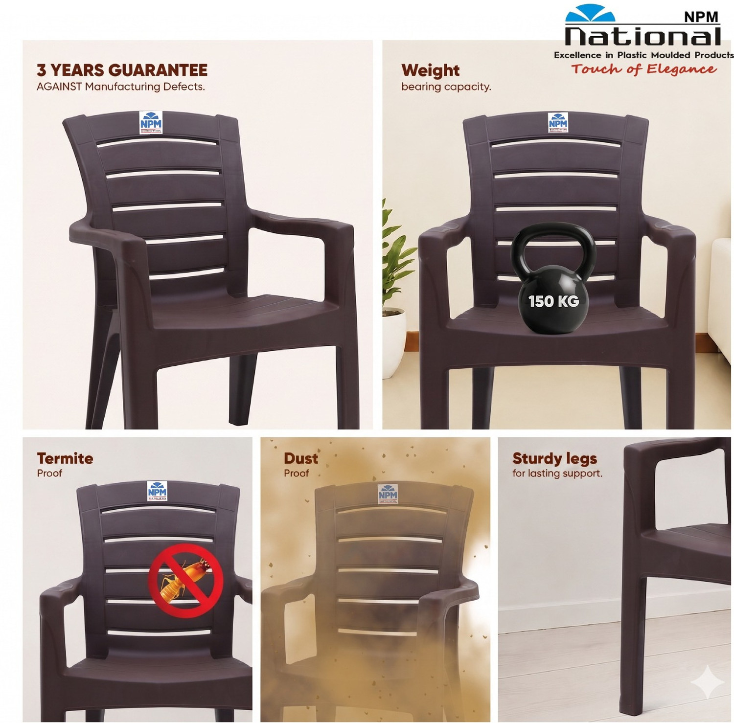 Image of NPM NATIONAL CARNIVAL Plastic Outdoor & Indoor Arm Chair for Home, Balcony, Garden & Office Plastic Outdoor Chair