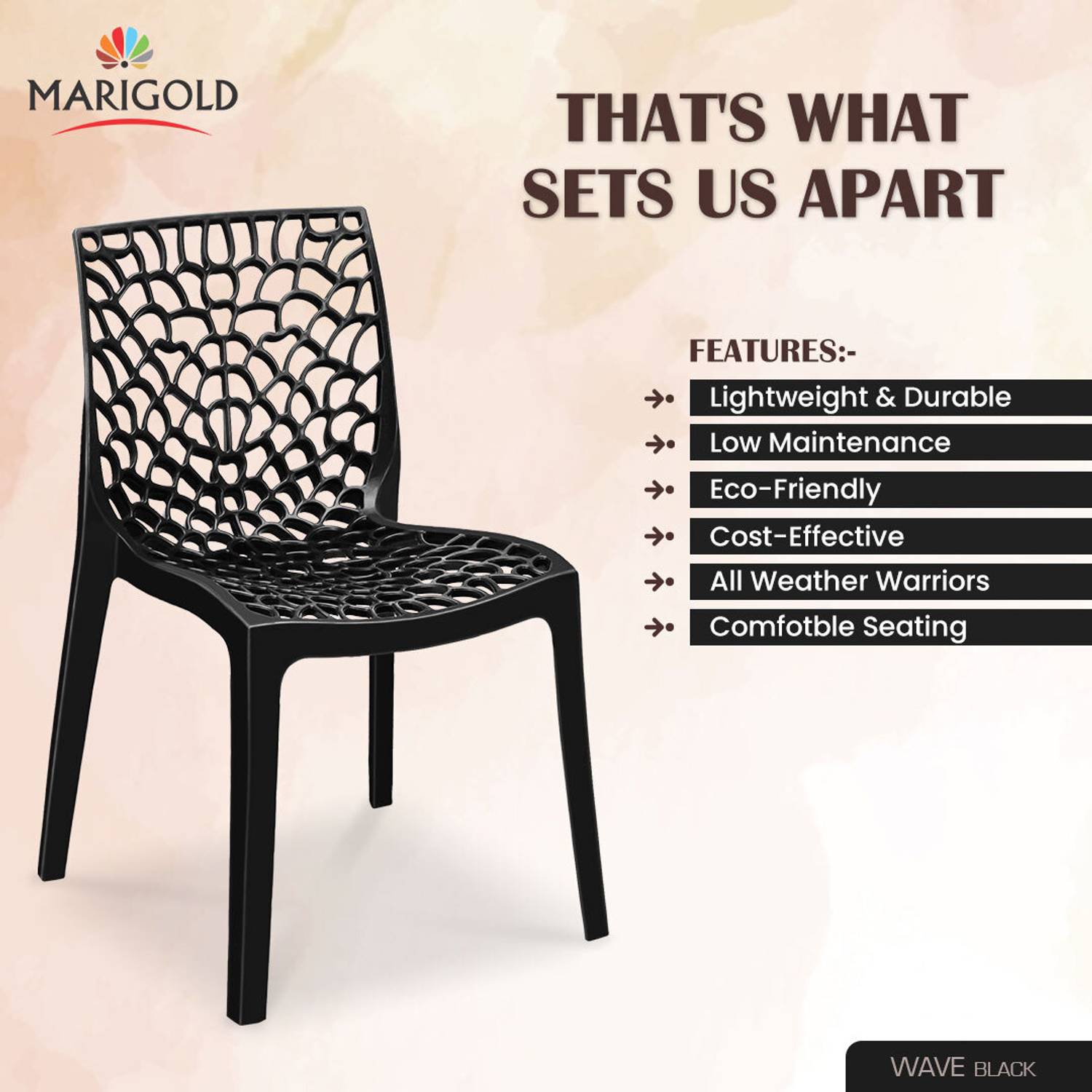 Marigold Wave Heavy Duty Stackable Chair - Image 4