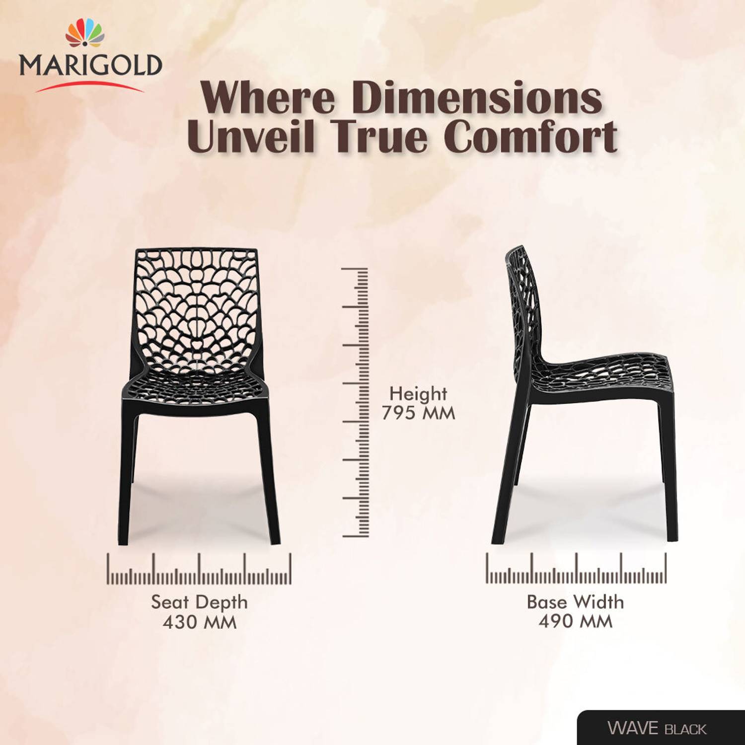 Marigold Wave Heavy Duty Stackable Chair - Image 2