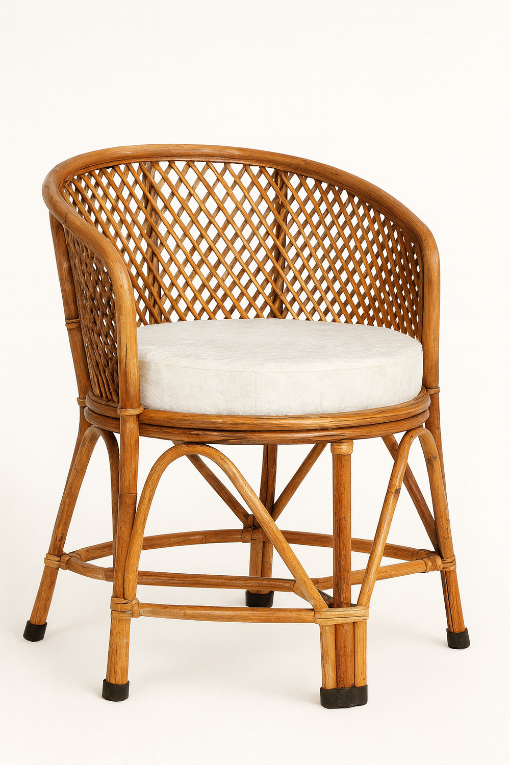 Image of AFCane Craft Premium Handcrafted Rattan Cane Accent Chair with Soft Cushion Solid Wood Living Room Chair