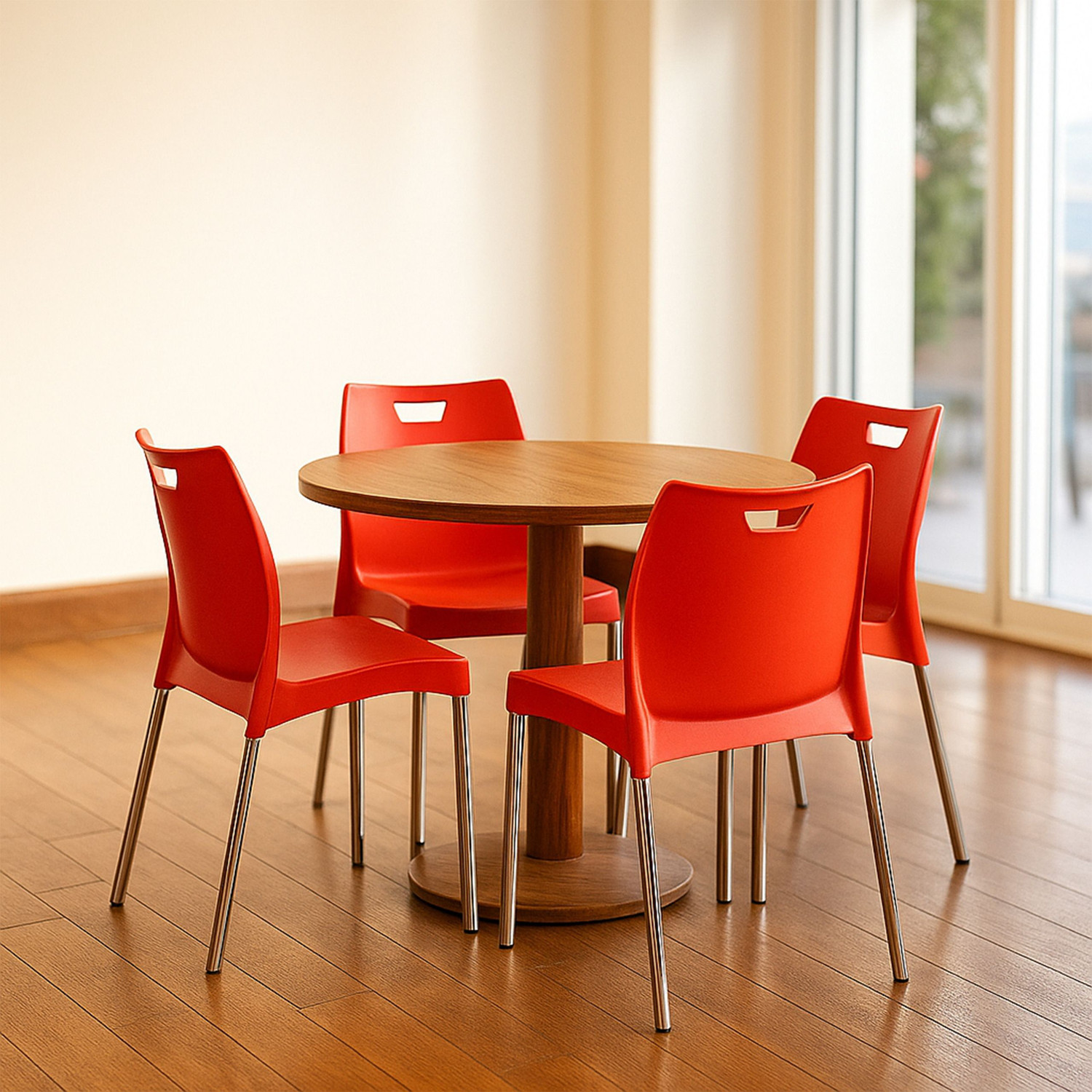 Image of Diya Max Web Plastic Chair for Dining Room, Cafe and Restaurents Plastic Cafeteria Chair