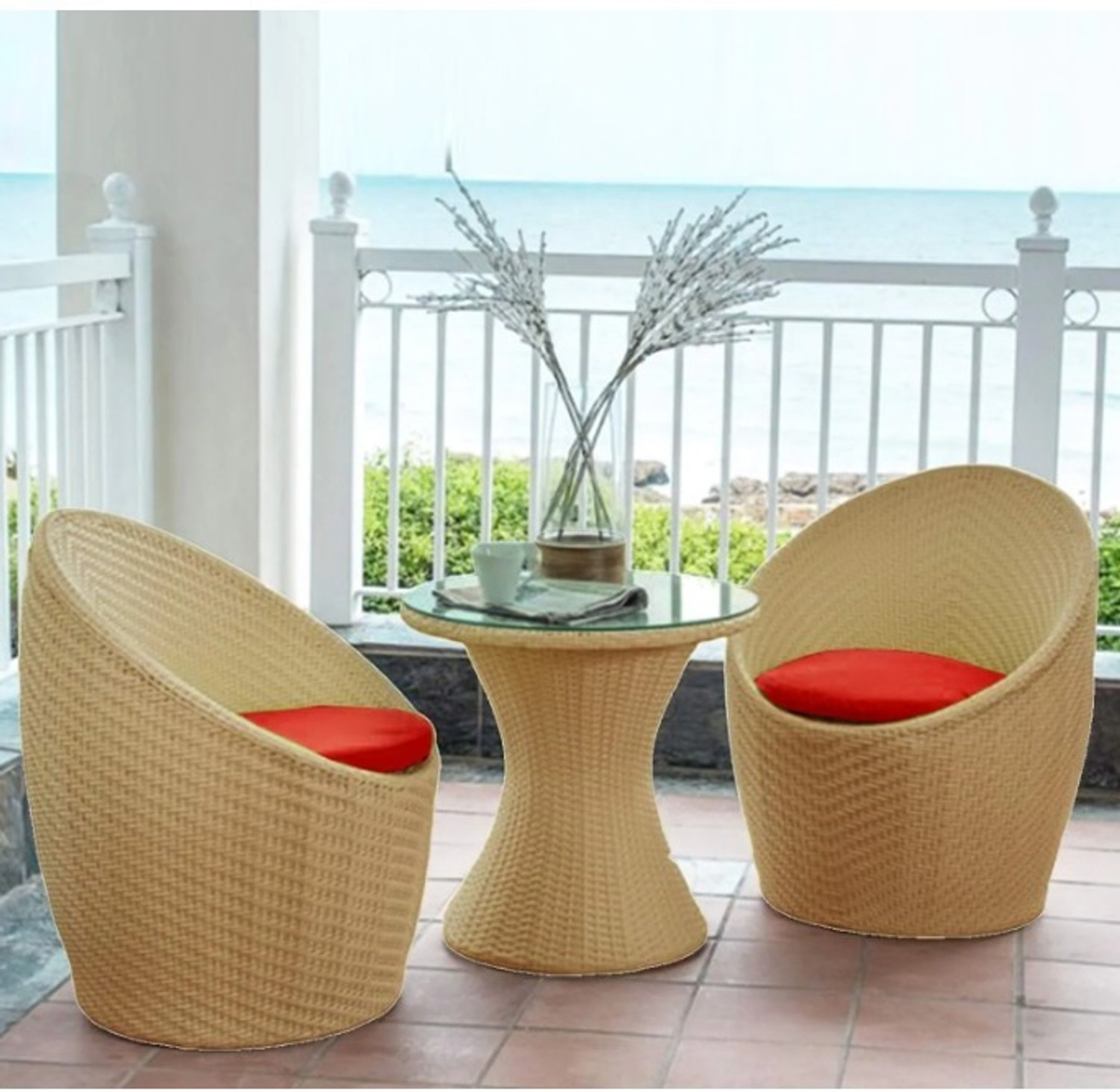 Image of KLODOR Premium Garden /Outdoor /Balcony /Terrace /Coffee /Poolside Patio Chair & Table Set Metal Outdoor Chair