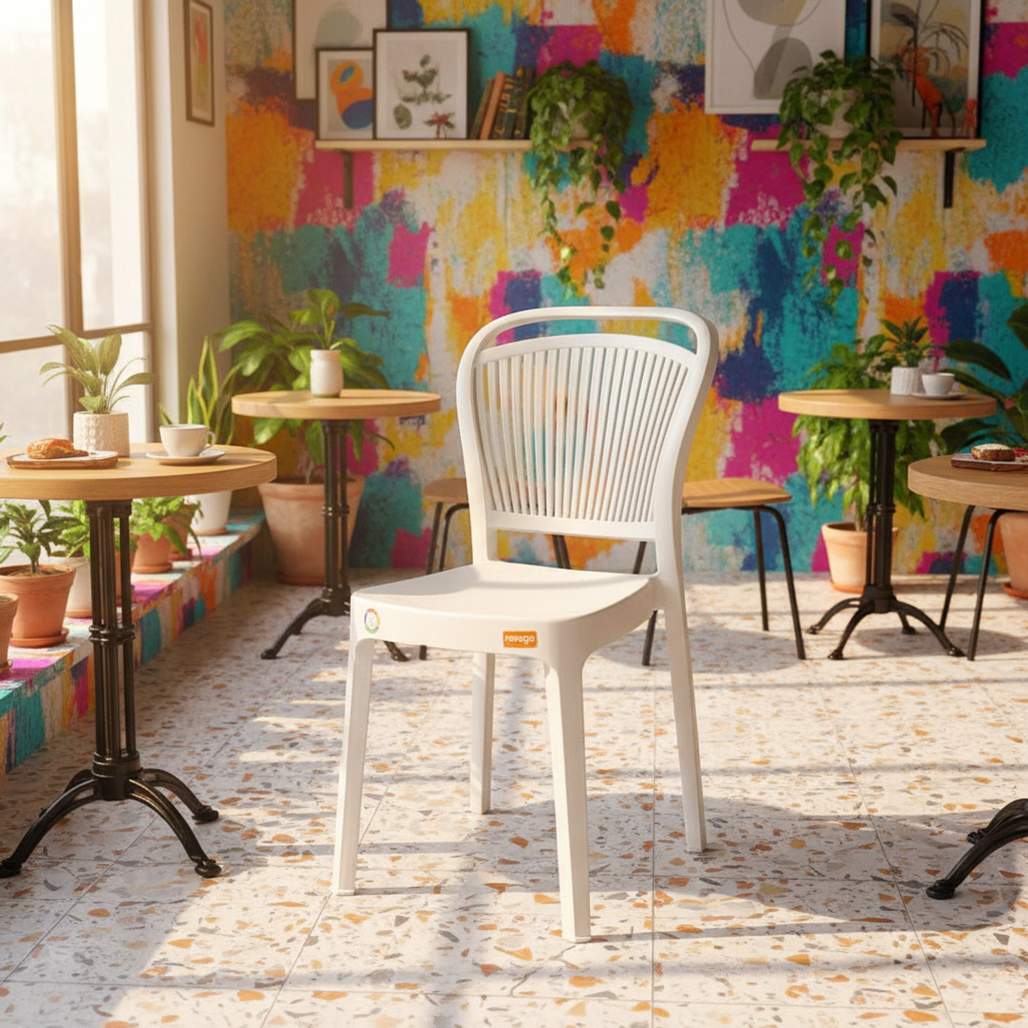 Image of Furniture Yard Mango Salsa Plastic Chair /Stackable Plastic Chair /Strong & Sturdy Structure / Plastic Outdoor Chair