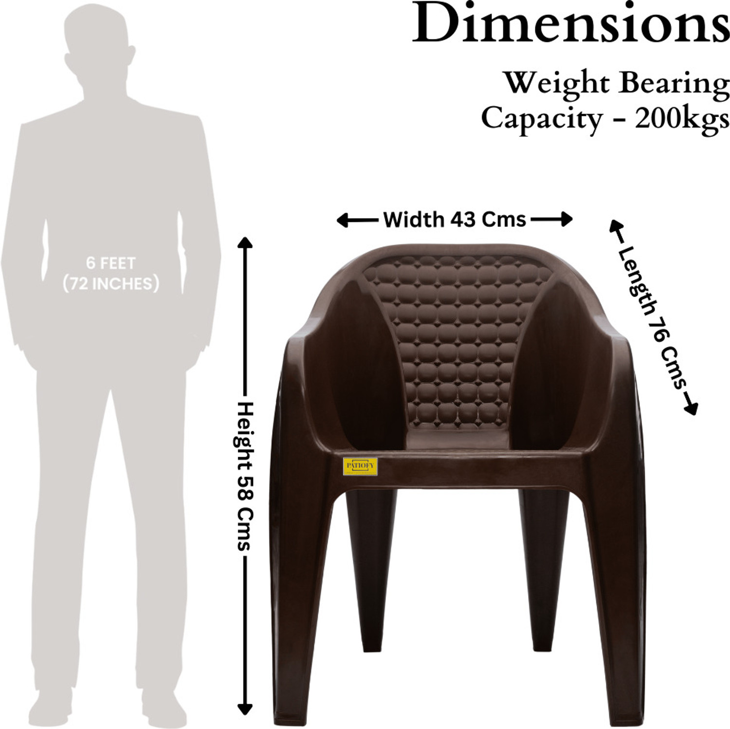 Image of Patiofy Plastic Living Room Chair, Outdoor Chair, Arm Chair for Home Set of 2 Plastic Outdoor Chair