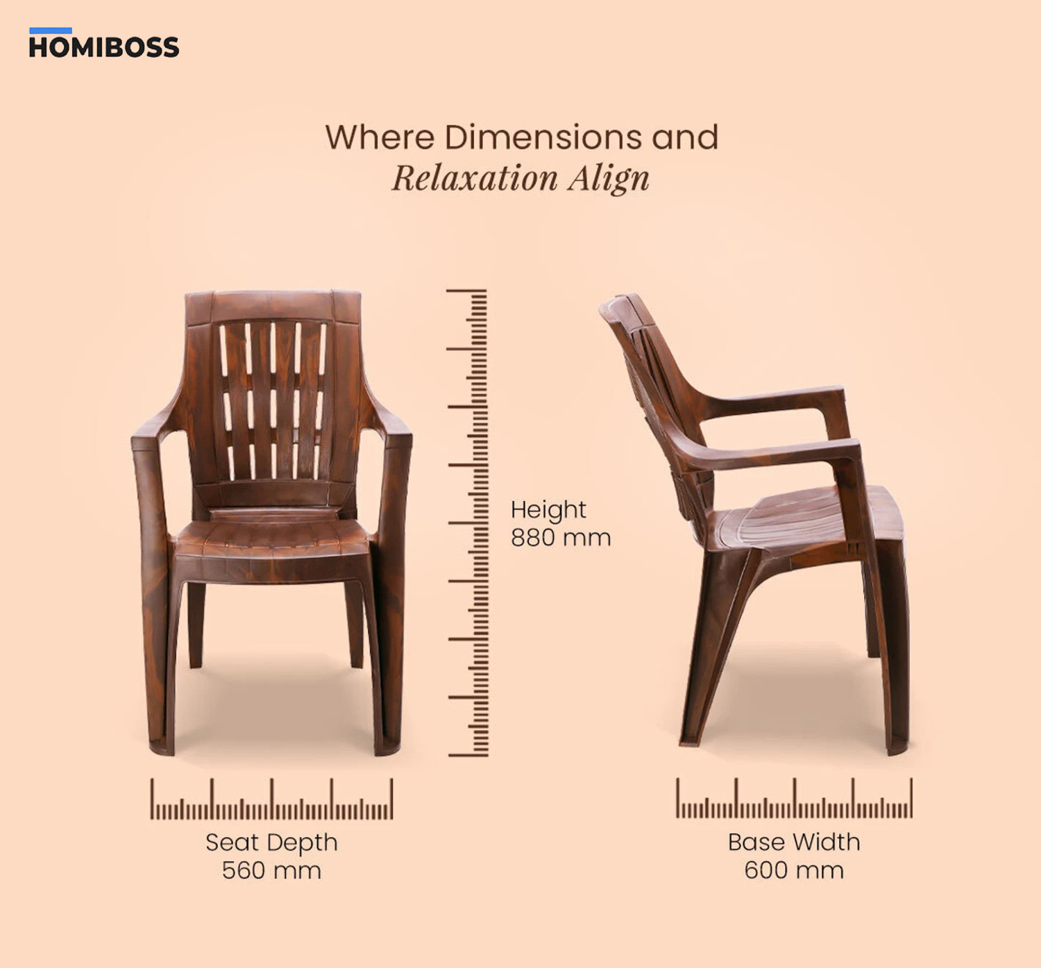 Image of HOMIBOSS Plastic Chairs for Home | Heavy Duty Polypropylene Chair , Garden, Balcony Plastic Outdoor Chair
