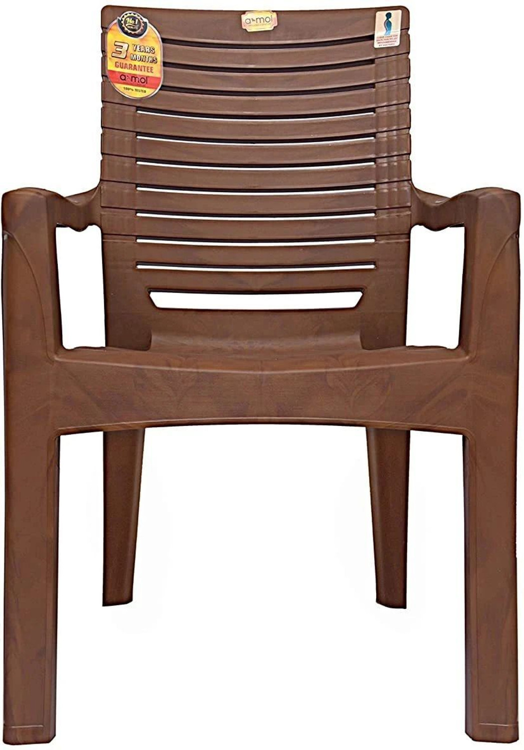 Image of Anmol Durable Premium Plastic Chair for Home & Garden - Light Brown, Heavy Duty Plastic Outdoor Chair