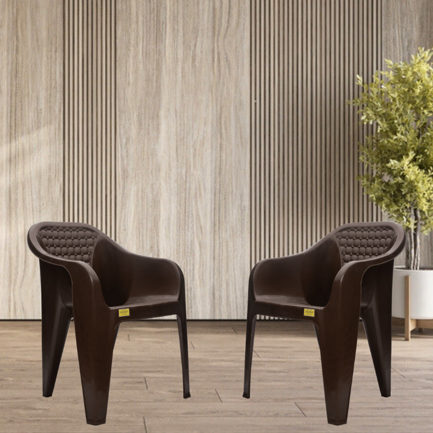 Image of Patiofy Plastic Living Room Chair, Outdoor Chair, Arm Chair for Home Set of 2 Plastic Outdoor Chair