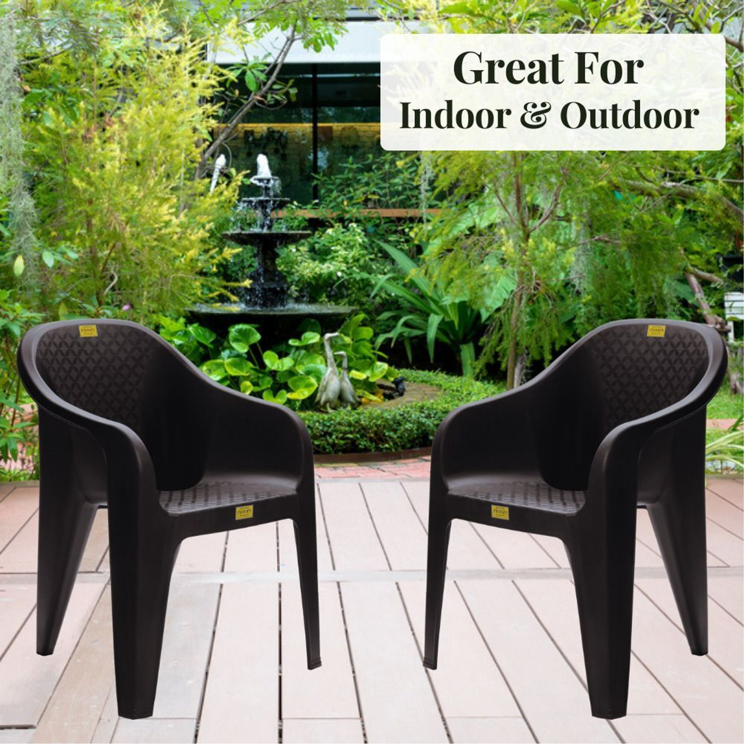 Image of Patiofy Plastic Chair, Arm Chair for Home, Living Room Chair, Outdoor Chair Set of 2 Plastic Outdoor Chair
