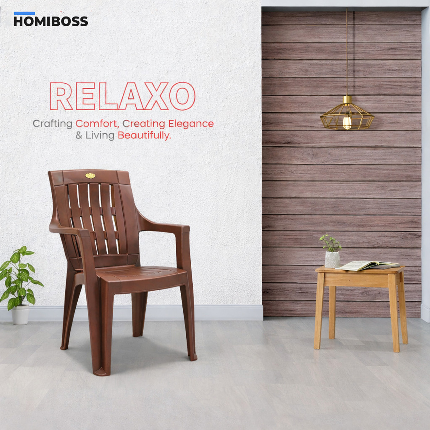 Image of HOMIBOSS Plastic Chairs for Home | Heavy Duty Polypropylene Chair , Garden, Balcony Plastic Outdoor Chair
