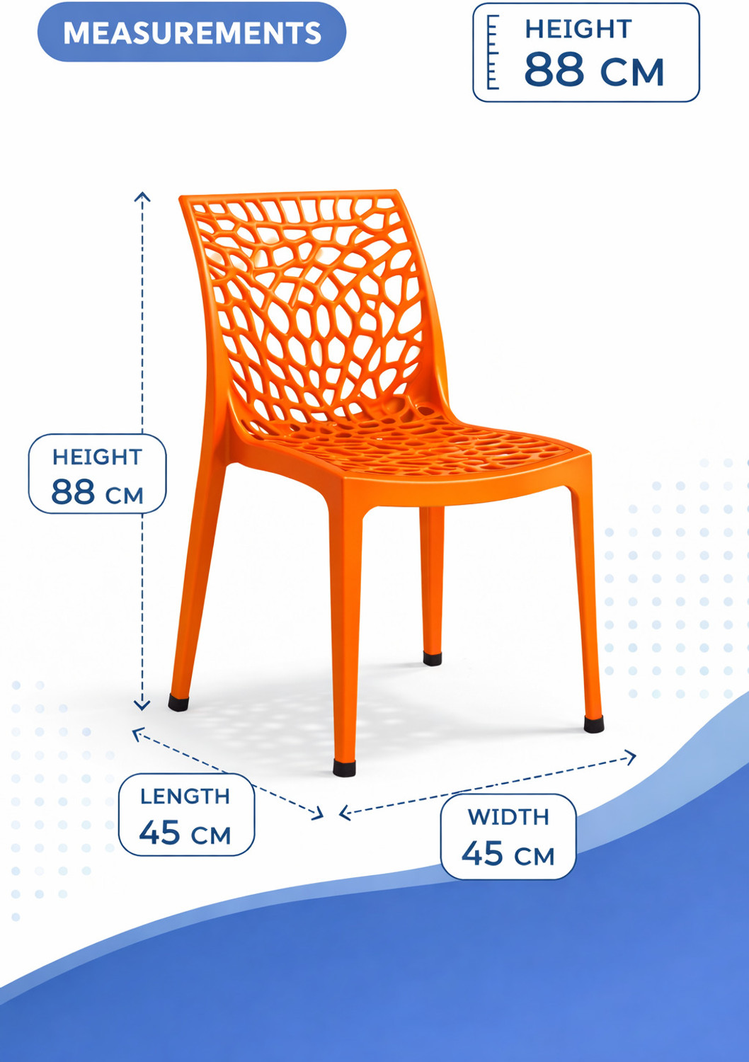 Image of SRI GAYATHRI POLYMERS Premium Web Design Plastic Chair|Stylish Modern Armless Chair for multipurpose Plastic Outdoor Chair