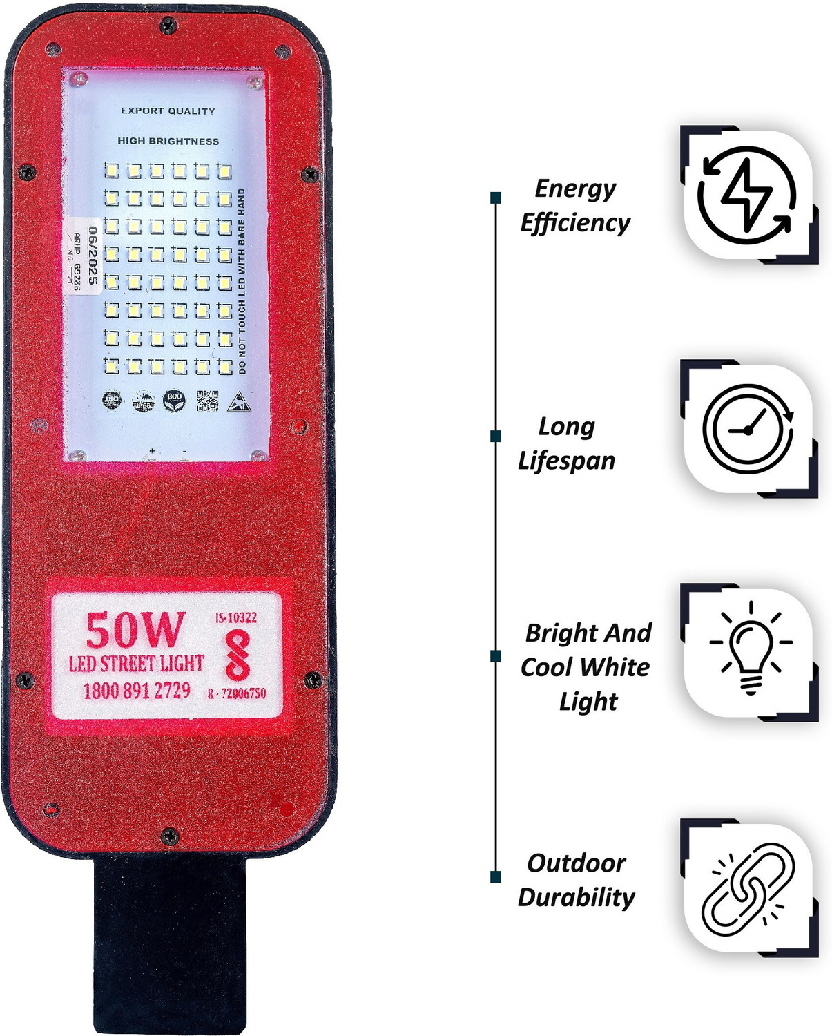Image of Lytza 50W BIS Approved PC Body LED Flood Halogen Street Light Outdoor Lamp