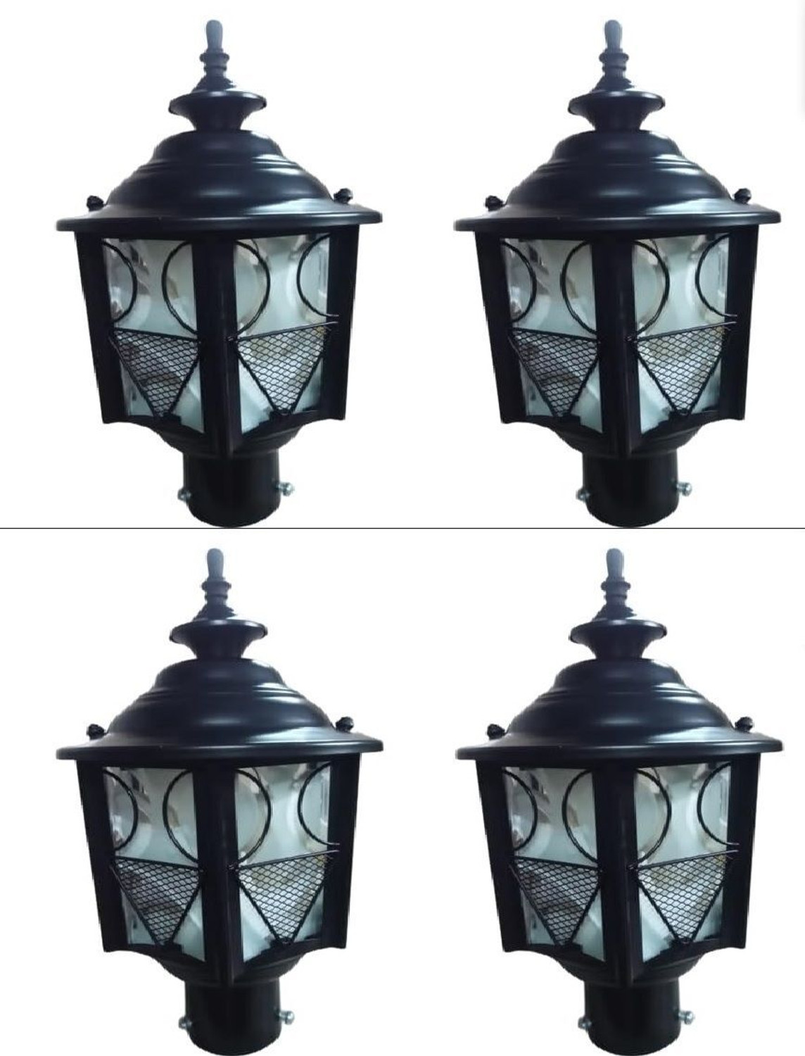 Image of Areezo Black Vintage Outdoor Waterproof Gate Light for Pillar - Classic Design (Set of 4) Gate Light Outdoor Lamp