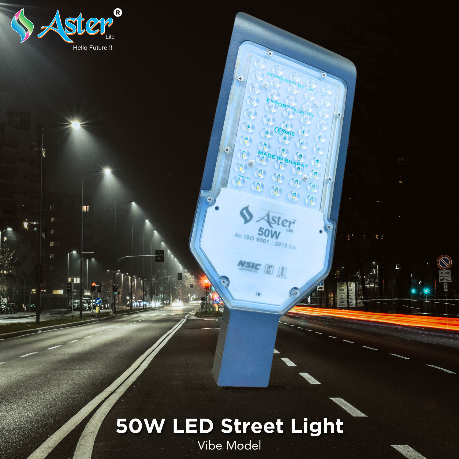 Image of ASTER LITE VIBE 50W LED STREET LIGHT Street Light Outdoor Lamp (White)
