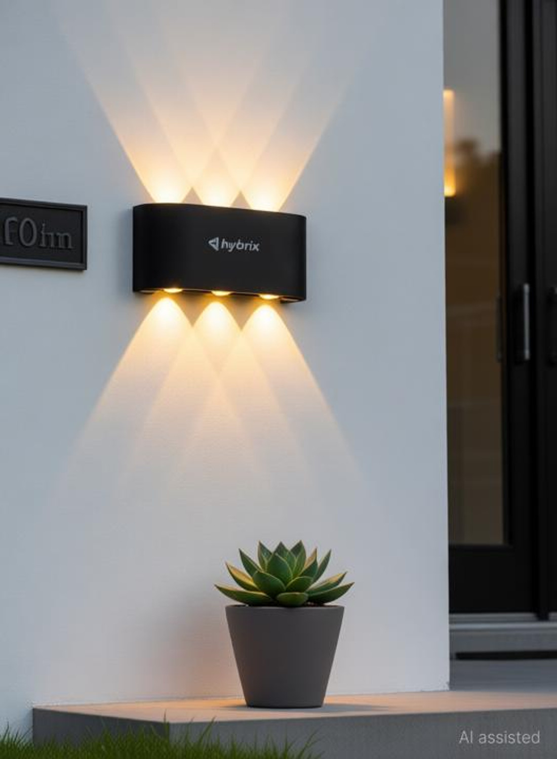 Image of Hybrix LED UP /Down 3+3 Dual Head Wall Light (6 Watt) Optical COB LED, Shock Proof Premium Look, Warm White Light, IP67 Waterproof for Indoor /Outdoor Use (PACK OF 1) Post Light Outdoor Lamp