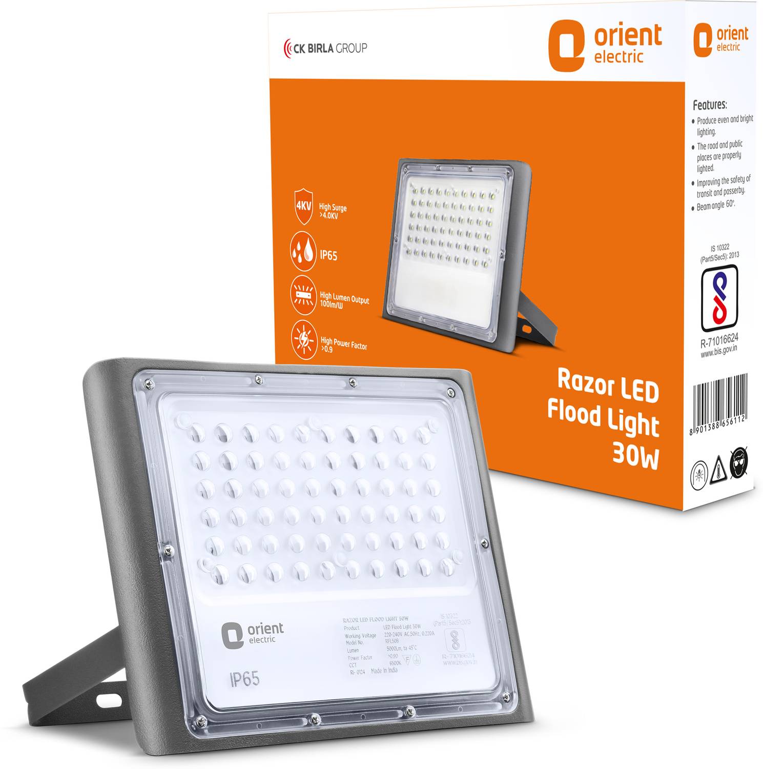 Orient Electric Razor 30W with IP65 Flood Light Outdoor Lamp (Gre