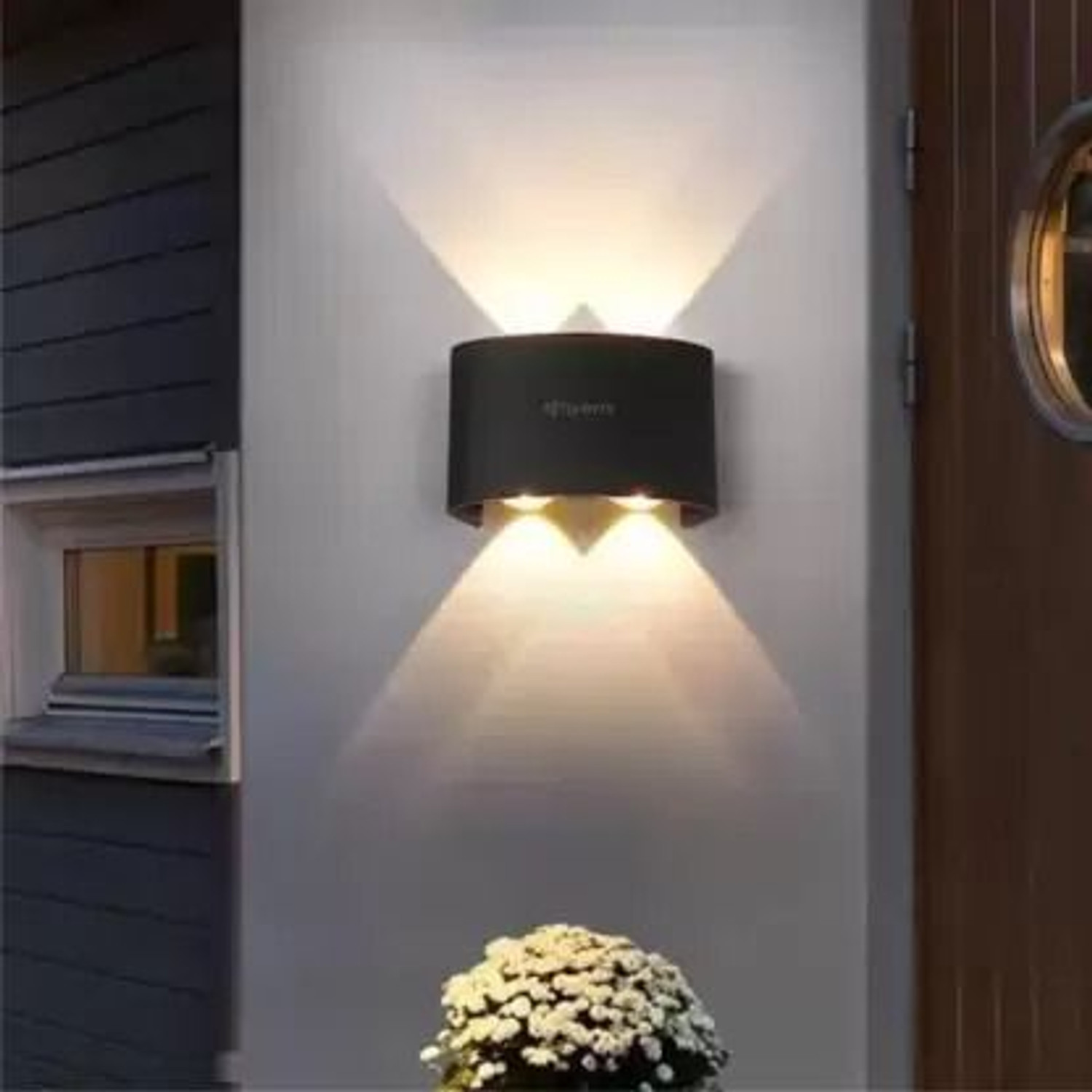 Image of Hybrix LED UP /Down 2+2 Dual Head Wall Light (4 Watt) Optical COB LED, Shock Proof Premium Look, Warm White Light, IP67 Waterproof for Indoor /Outdoor Use (PACK OF 1) Post Light Outdoor Lamp