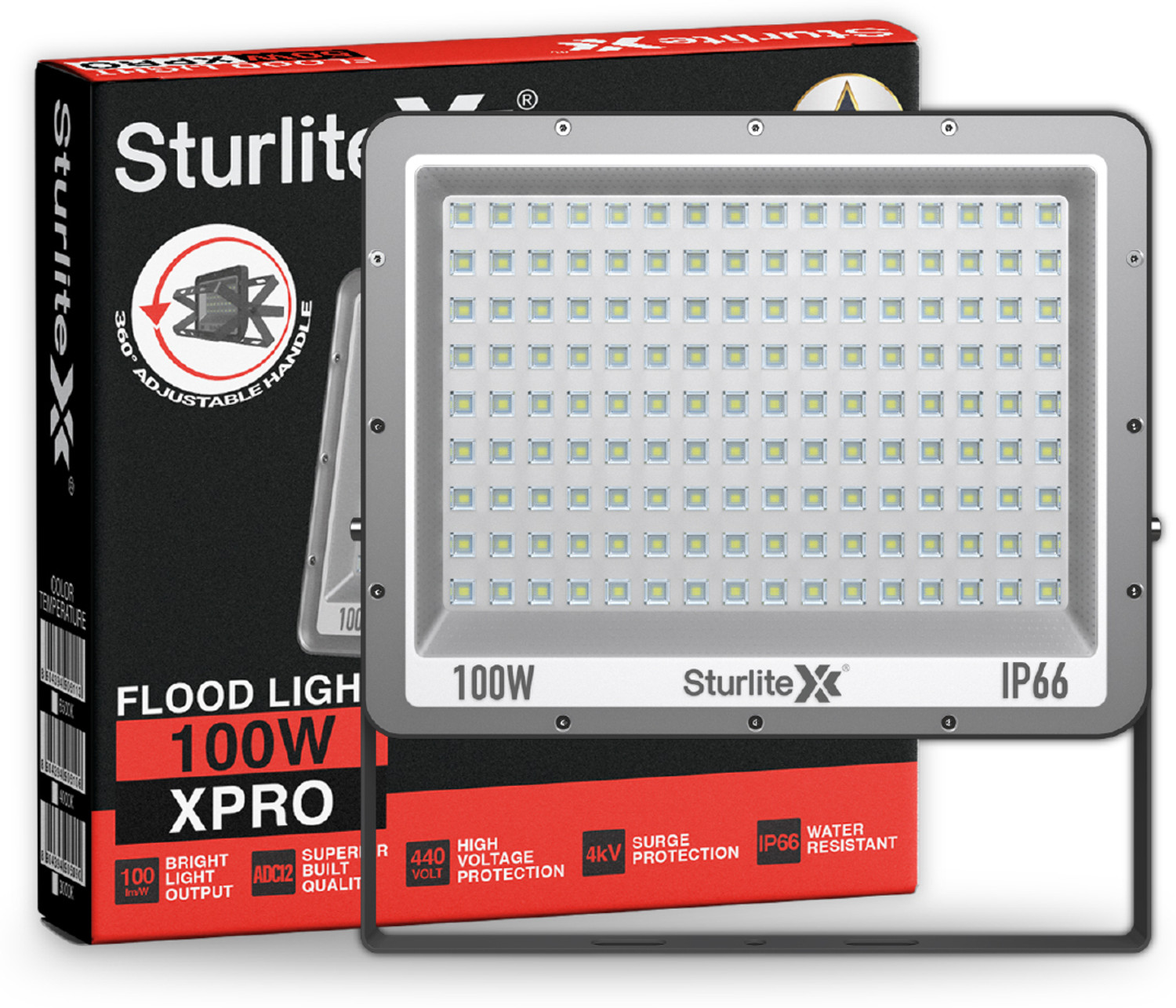 Image of Sturlite Xpro 100 W LED Flood Light| 6K Outdoor Lamp - (Pack of 1) (L-G-0207-100W) Flood Light Outdoor Lamp (Black)