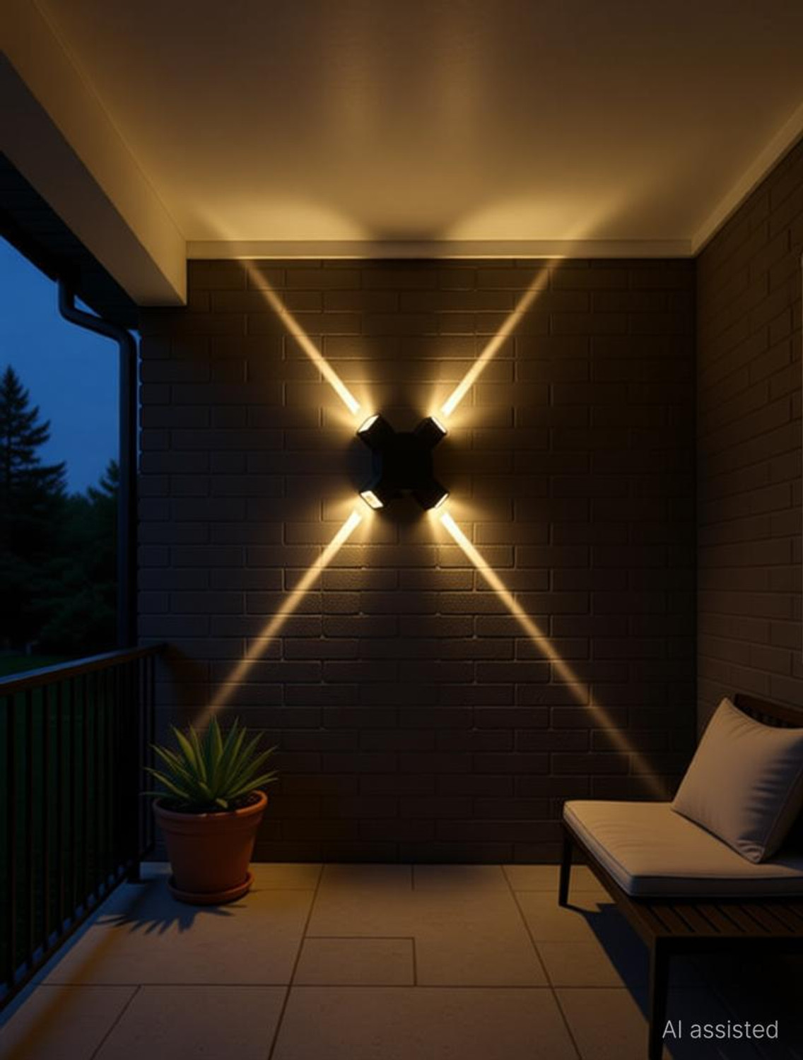Image of Hybrix LED 4 Way Indoor /Outdoor Wall /Ceiling Laser light (8 Watt) Shockproof Elegant Water Proof Fiber Body, Warm White Light Color (SINGLE) Post Light Outdoor Lamp