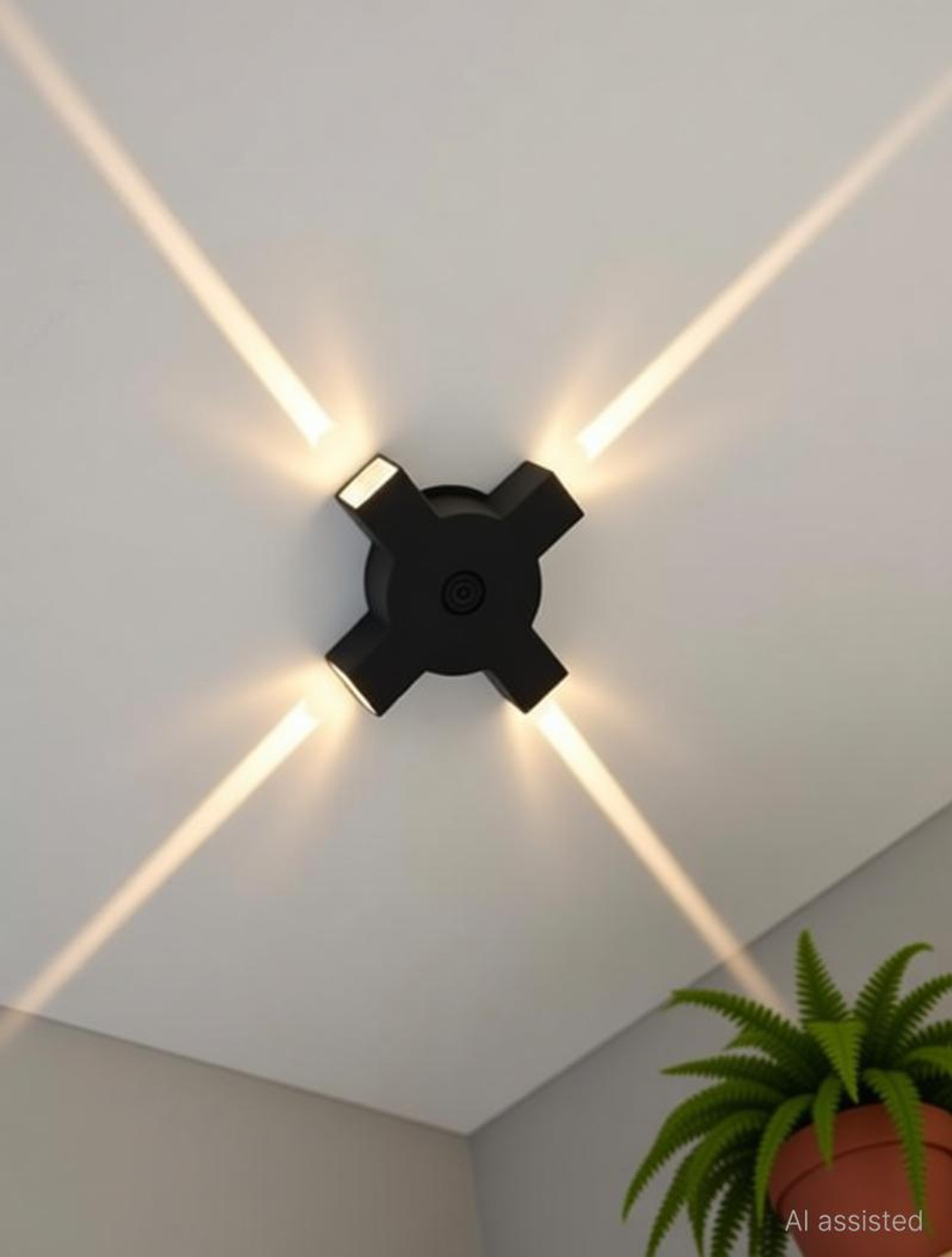 Image of Hybrix LED 4 Way Indoor /Outdoor Wall /Ceiling Laser light (8 Watt) Shockproof Elegant Water Proof Fiber Body, Warm White Light Color (SINGLE) Post Light Outdoor Lamp