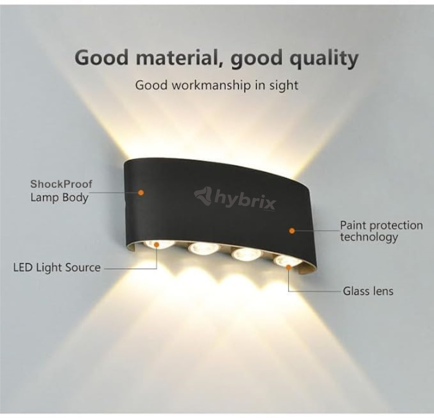 Image of Hybrix LED UP /Down 4+4 Dual Head Wall Light (8 Watt) Optical COB LED, Shock Proof Premium Look, Warm White Lights, IP67 Waterproof for Indoor /Outdoor Use (PACK OF 1) Post Light Outdoor Lamp