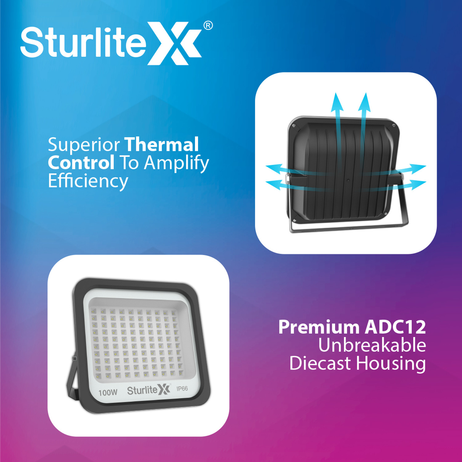 Image of Sturlite Allumer 100 W LED Flood Light - (Pack of 1) (L-G-0180-100W) Flood Light Outdoor Lamp