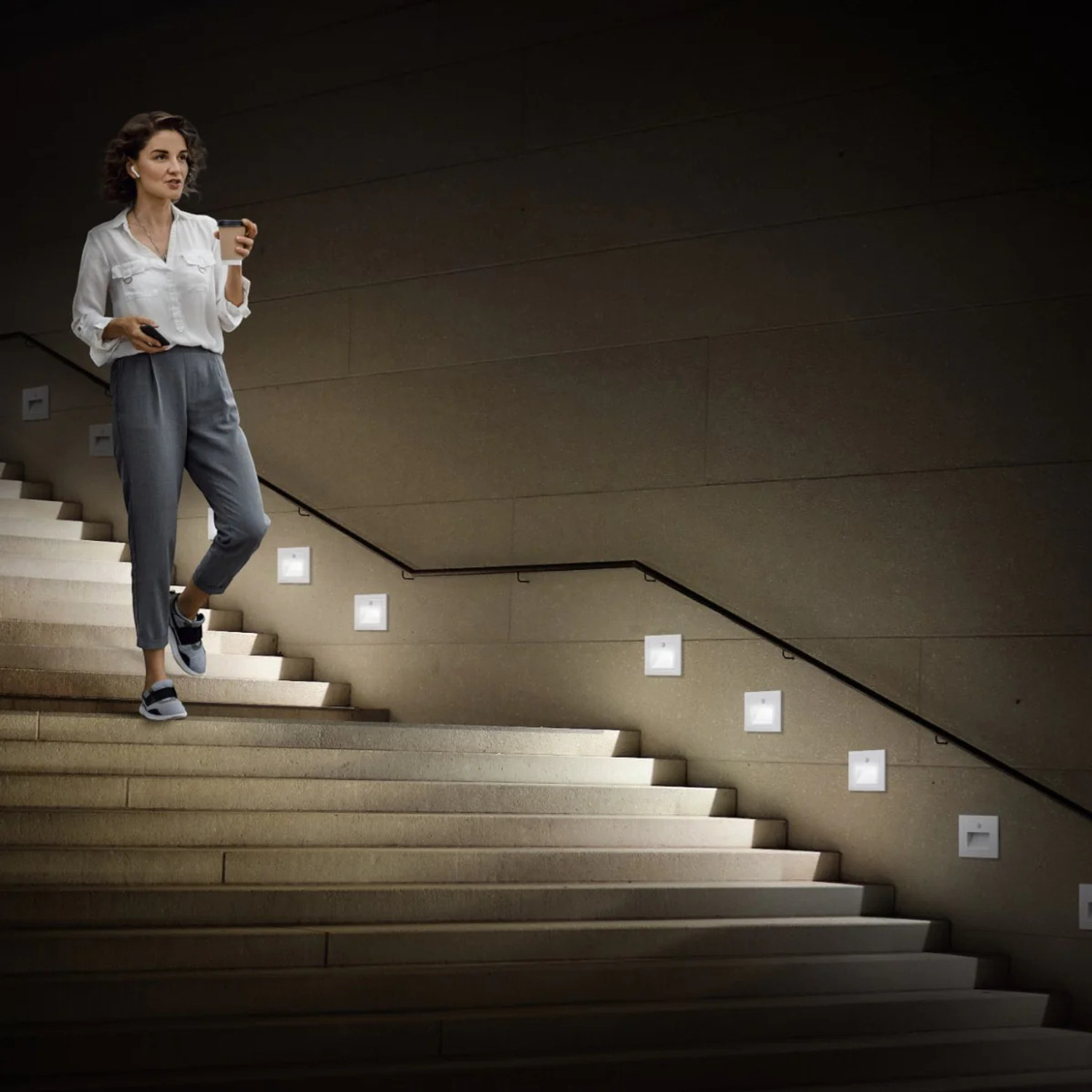 Image of Hybrix LED (3 Watt) Indoor /Outdoor Step Light, Foot light, Staircase Light, IP65 Waterproof Recessed Type Wall Stair Light, Garden Light, White Body, Warm White Light Color (Pack Of 1) Post Light Outdoor Lamp