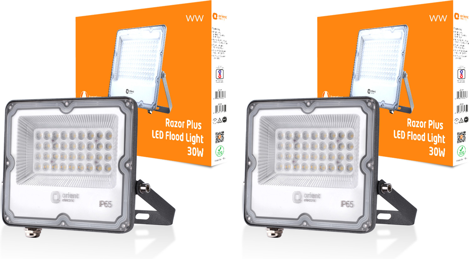 Image of Orient Electric Razor Plus with IP65 LED30WFL-30KIP65D-Pack of 2 Flood Light Outdoor Lamp