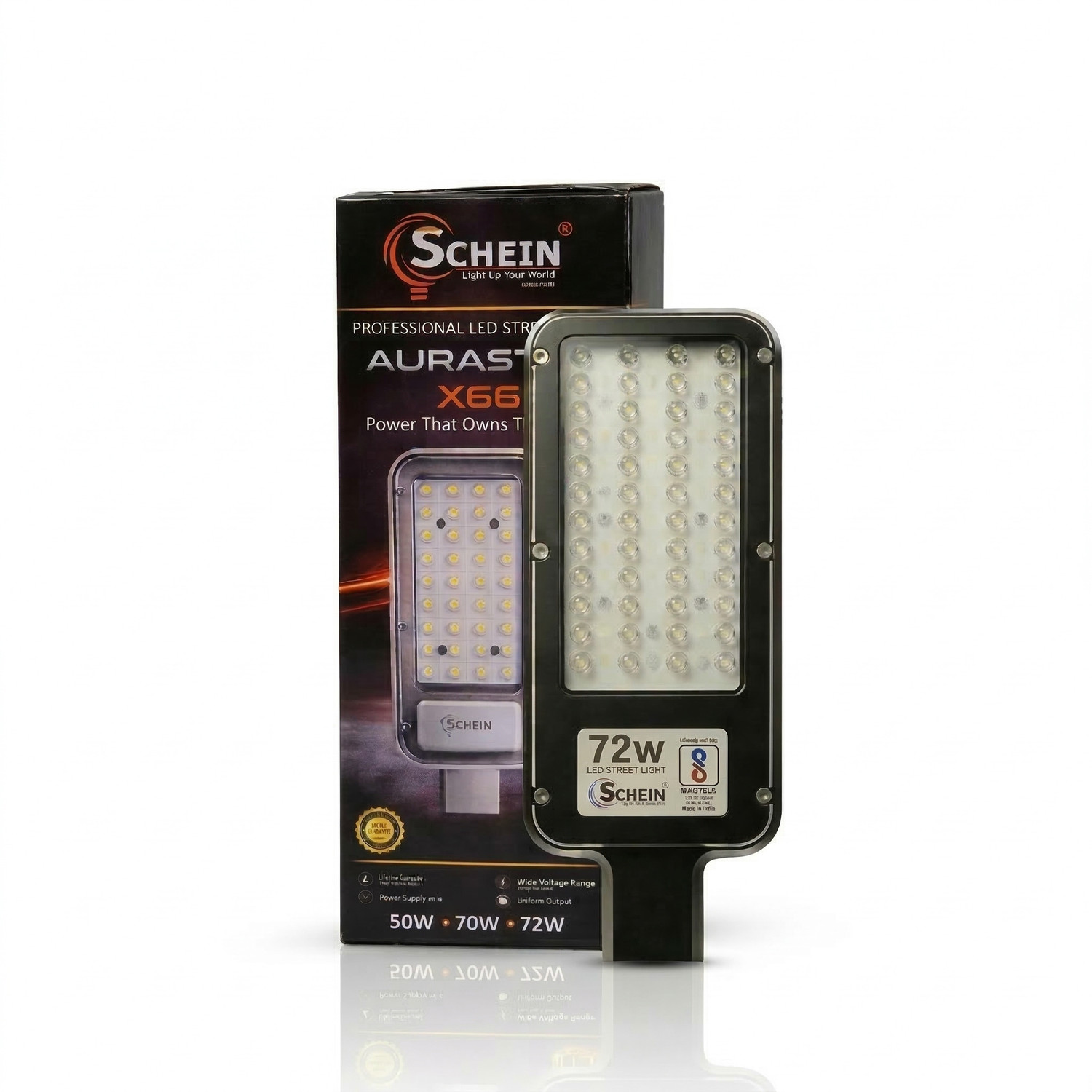 Image of SCHEIN Street Light LED 72W White (Non-Solar, Without Sensor) | Pack of 1 | Bright White High Output | IP65 Waterproof & Durable | Energy Efficient Long Lifespan | Outdoor Lighting Lamp Street Light Outdoor Lamp