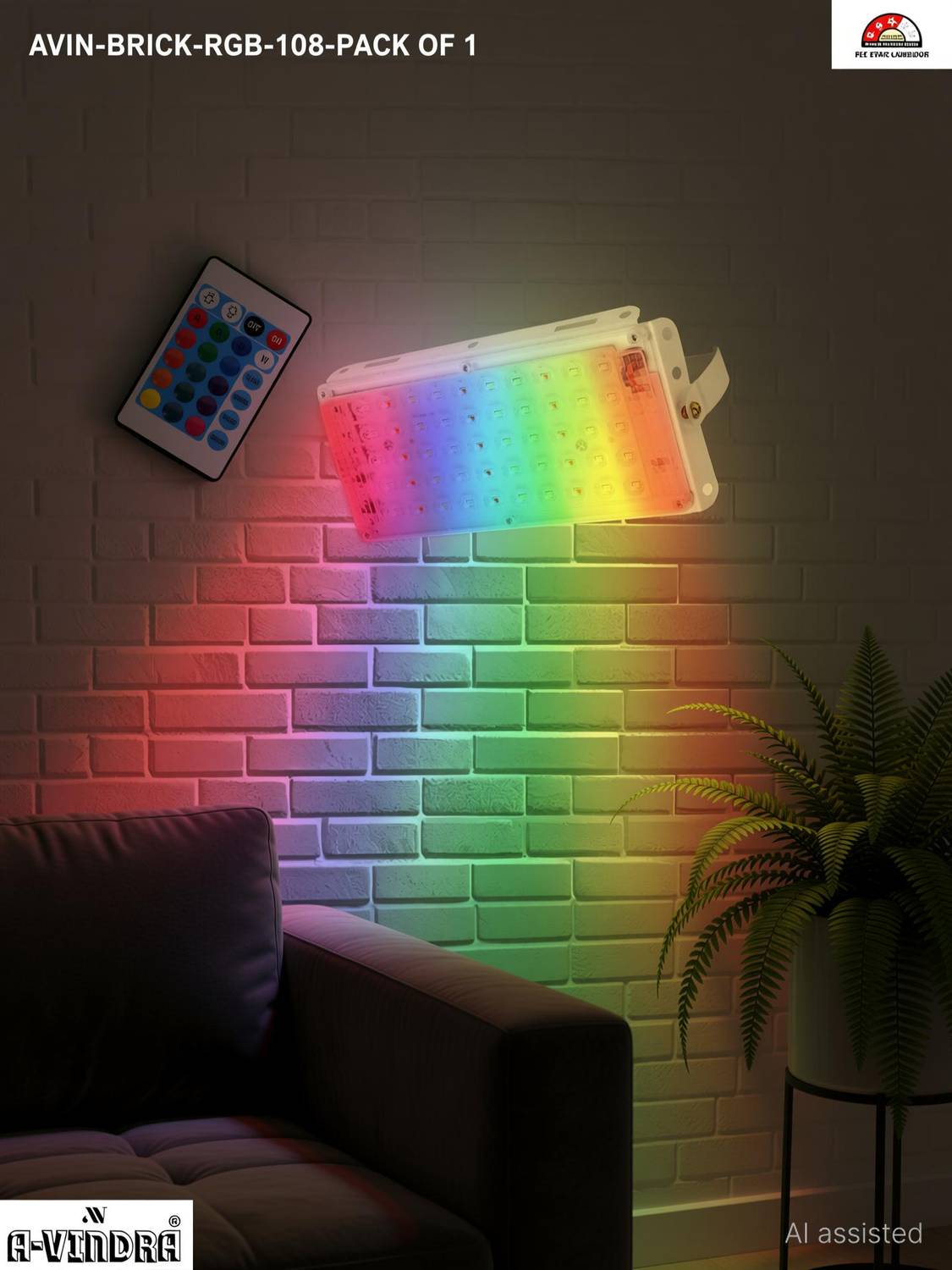 AVINDRA AVIN-BRICK-RGB-108-PACK OF 1 Flood Light Outdoor Lamp