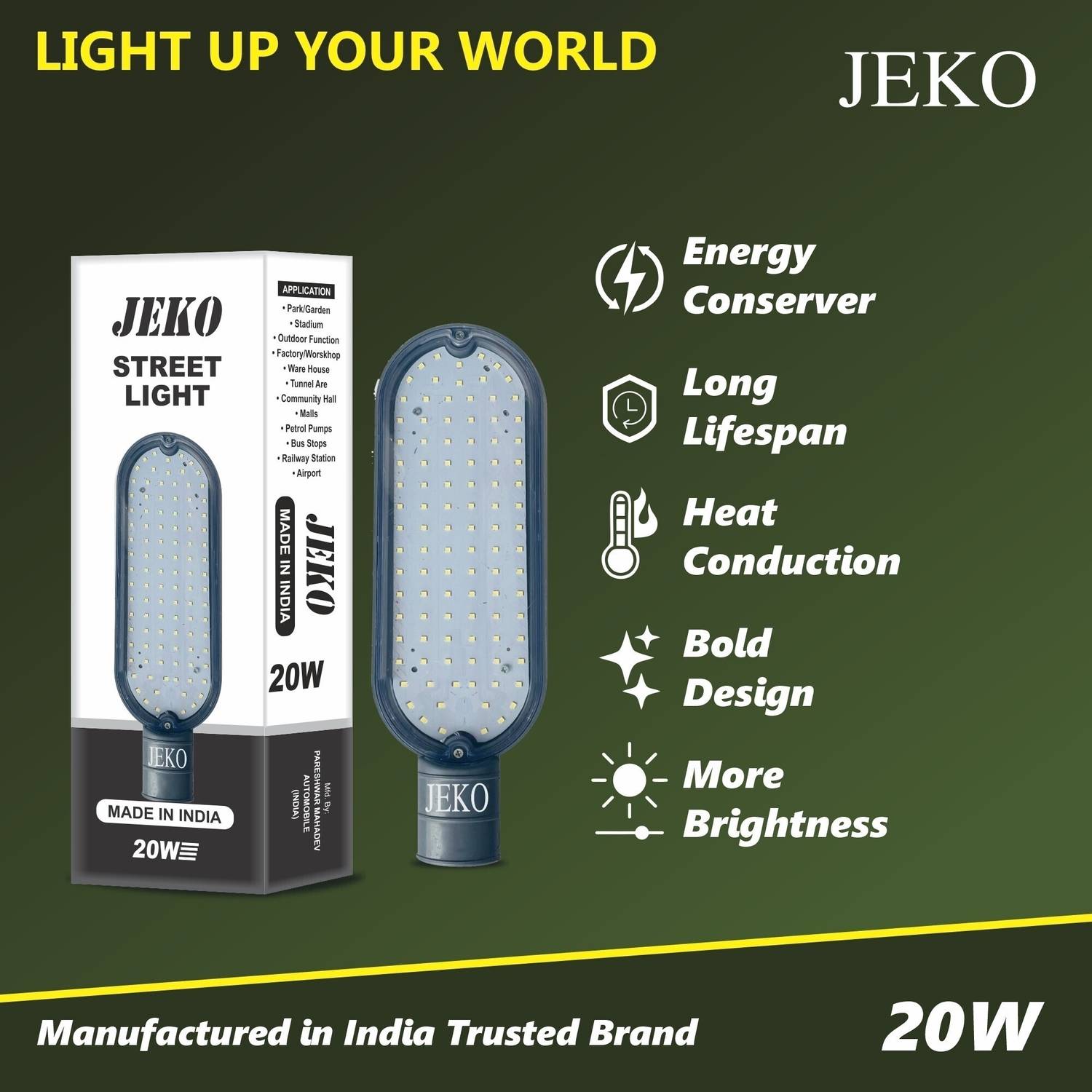jk_20 W Led Street Light-Street Light Led-Flood Light- Waterproof-LED Light Flood Light Outdoor Lamp - Image 5