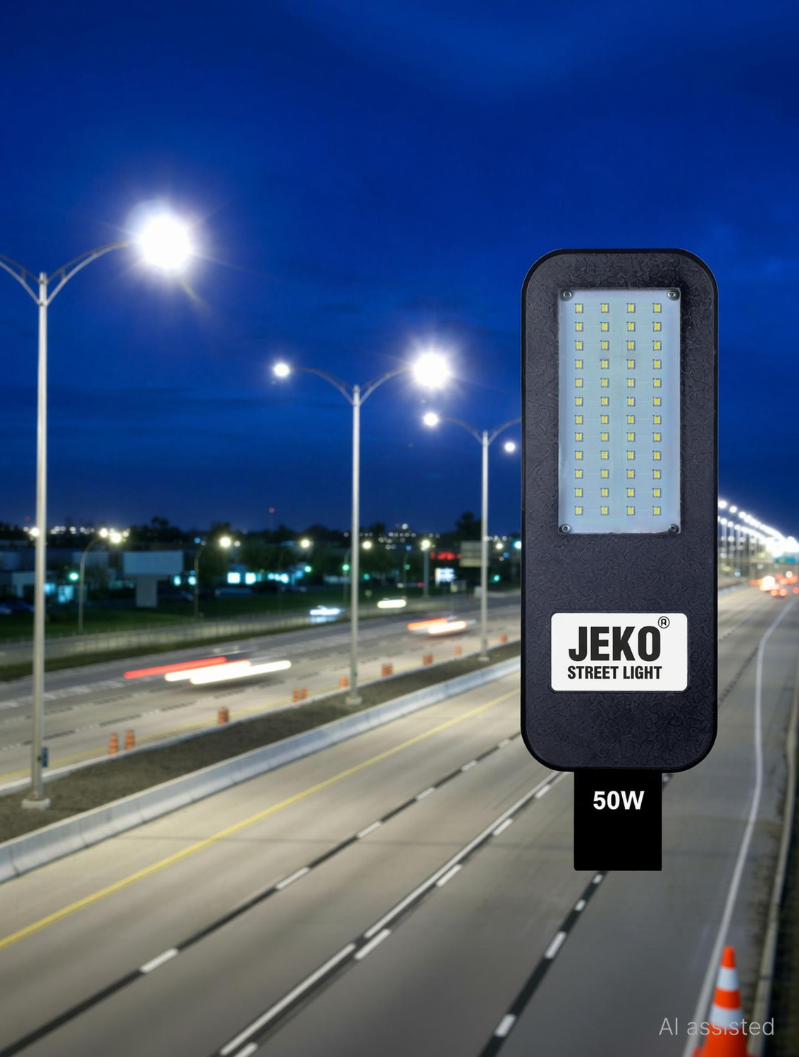 Image of Jeko 50W Waterproof Outdoor LED Street Light - BIS Approved Corded Electric Street Lamp for Reliable Illumination Street Light Outdoor Lamp
